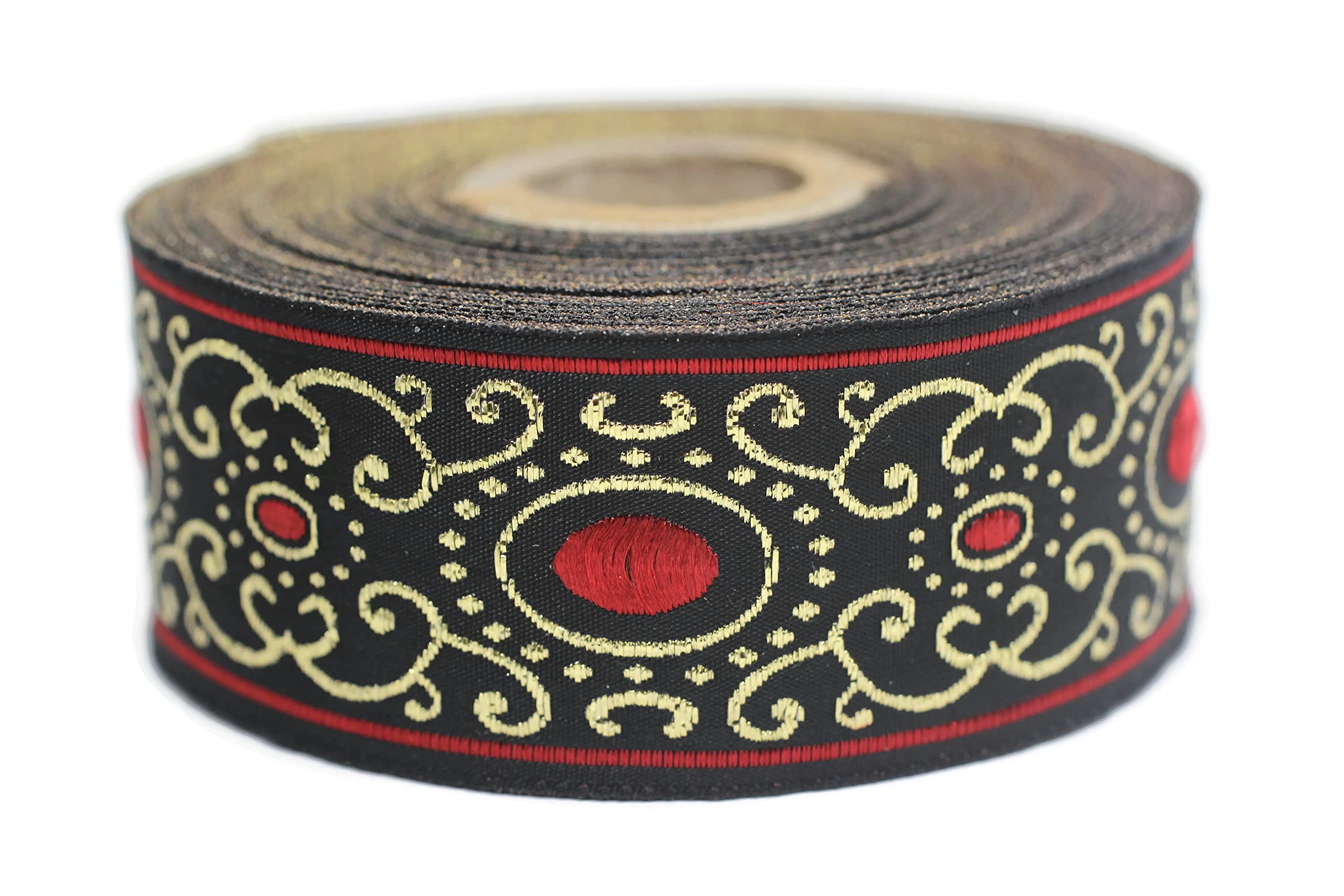 Ruban jacquard rouge de 10m et 35mm pour couture et artisanat