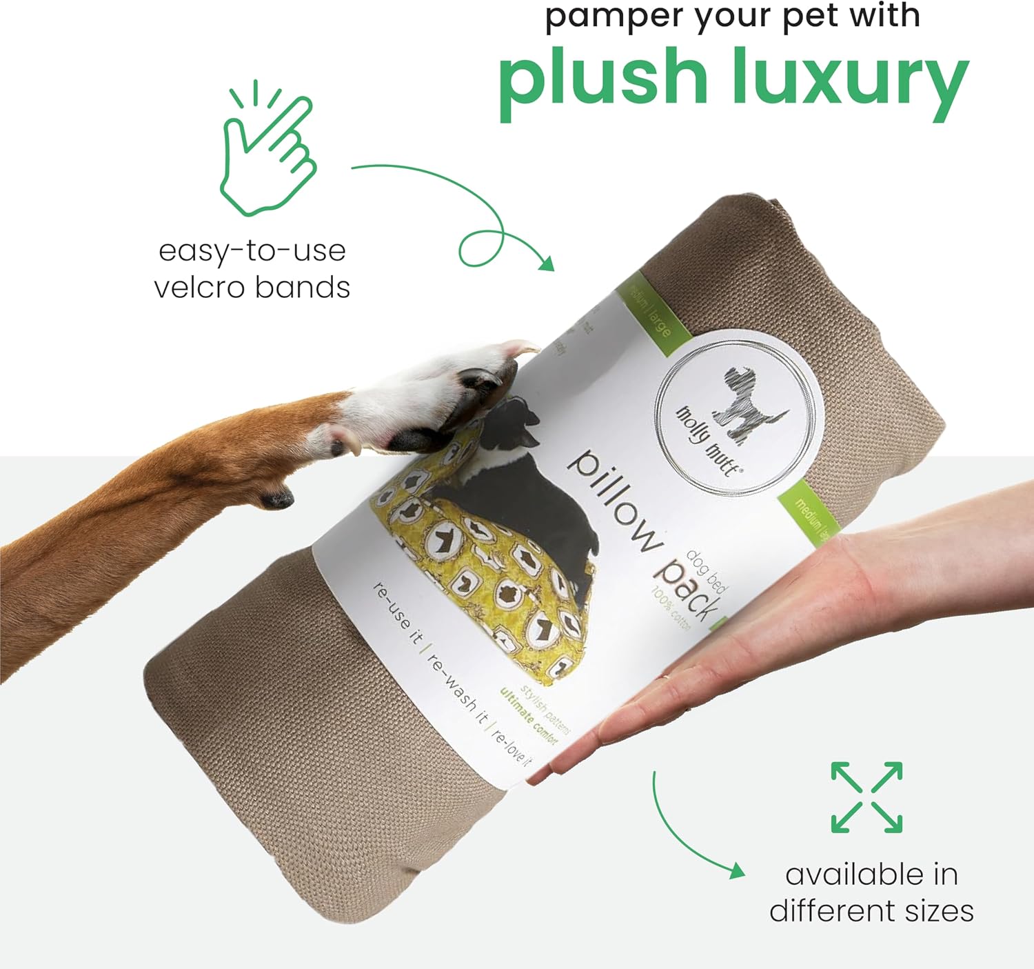 Molly Mutt Wild Horses Pillow Cover Pack, 100% Cotton Canvas Bolster Cover for Dog, Puppy, or Cat Bed, Durable, Washable, and Free of Harmful Chemicals, 22" x 5" x 5