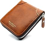 Wallets for Men, Leather Men Wallet with ID Window and Multi Card Slots, Secure Zipper Around Bifold Wallet for Mens(Black)