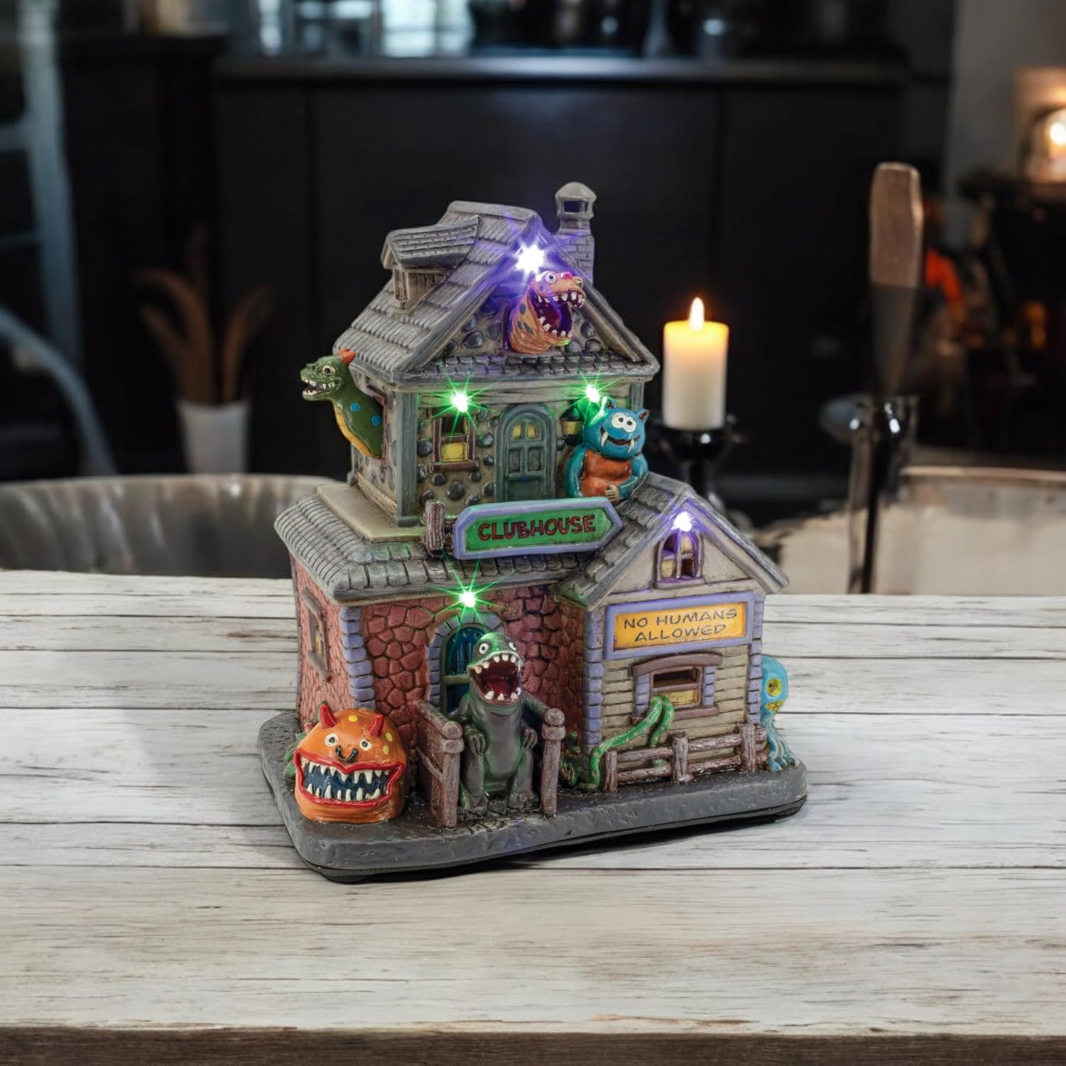Monster Clubhouse Halloween Village with LED Lights and Sound