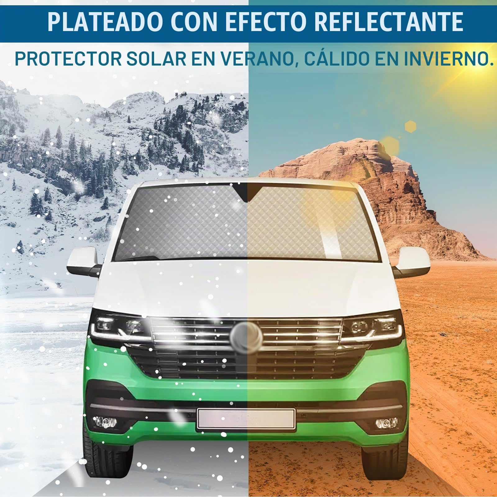 Cubierta de parabrisas para VW T4 (LWB), parasol de coche delantero interior kit, parabrisas delantero, protección UV y persianas térmicas ocultas