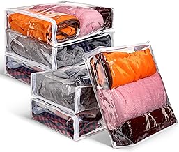 6 Packs Clear Zippered Storage Bags Sweater Moth Bags Plastic Storage for Blankets Clothes Bed Sheet Organizer with Zipper for Closet Linen Sweater Bed Sheet Clothes Pillow(16 x 14 x 4 Inch)