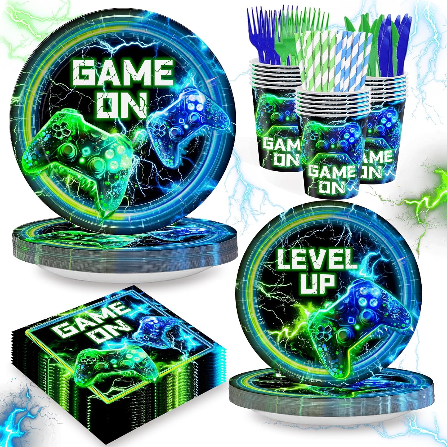 145PCS Cartoon Teacher Party Supplies English Teacher Themed Happy Birthday Party Decorations for Kids Chlid Includ Orange Blue Paper Plates Napkins Cups Tableware Set with Tablecloth Serve 24 Guests