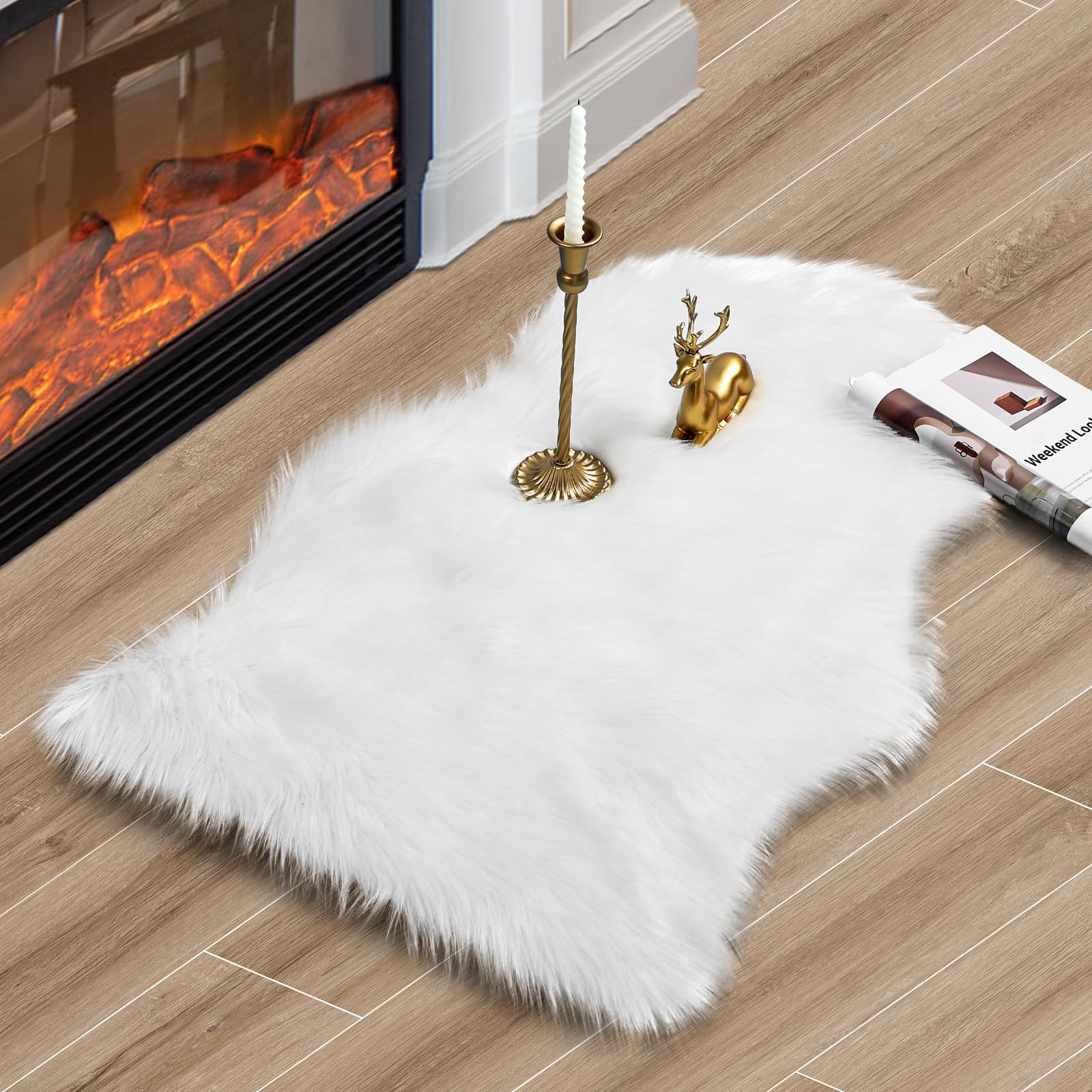 Drydiet 2 Pcs Faux Fur Rug Area Rugs for Christmas Decor 2 x 6 ft Soft Area Rugs