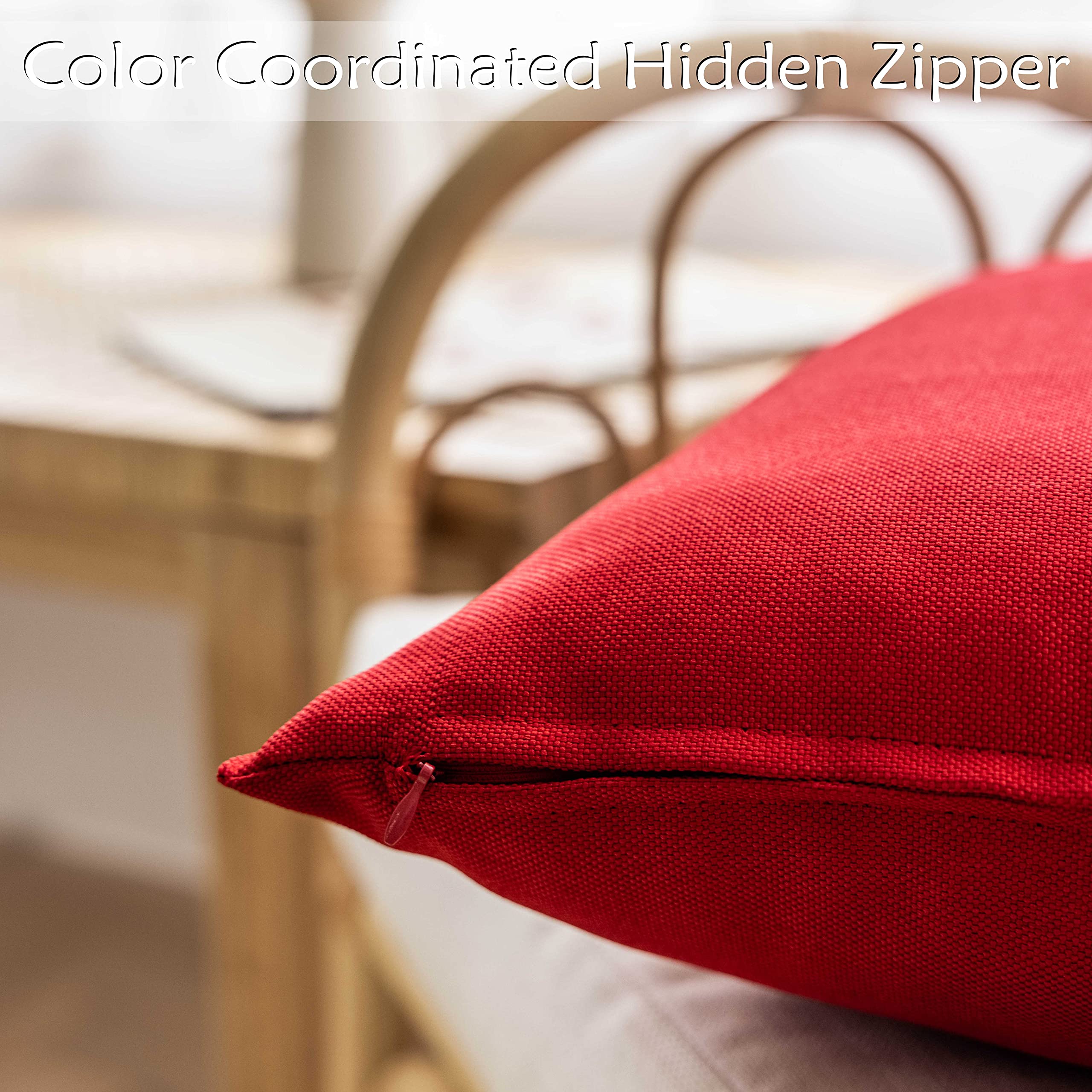 Pillow Perfect Sitzkissen Set – 2 Stück, Quadratisch 50x50 Cm, Rot, Für Drinnen & Draußen