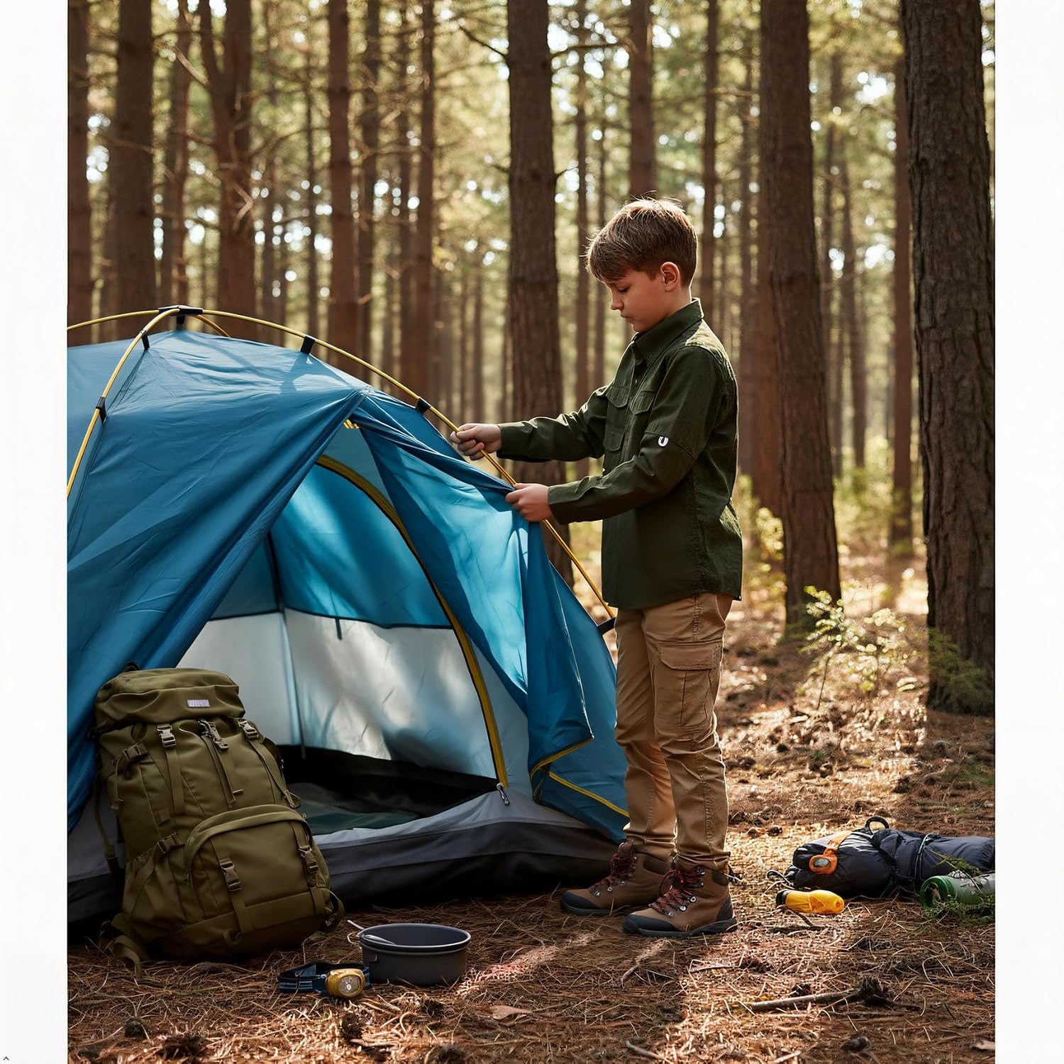 OCHENTA Boys' Button Down Long Sleeve Fishing Shirt Quick-Dry UV Sun Protection Outdoor Tops