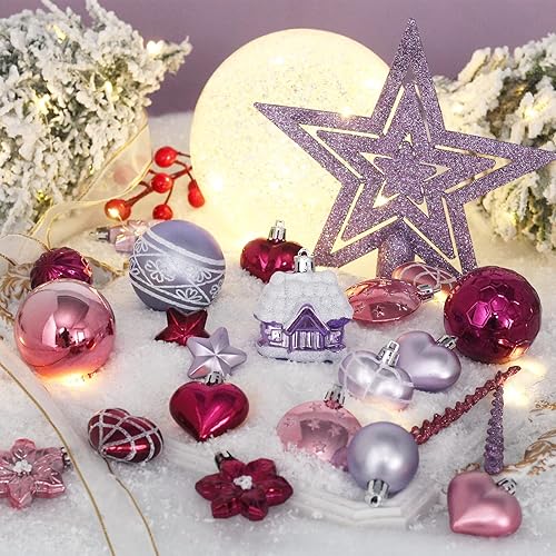 Miniatura 4 de Juego de adornos de bolas de Navidad, 88 piezas de plástico inastillables para colgar en el árbol de Navidad, para interiores y el hogar, decoración