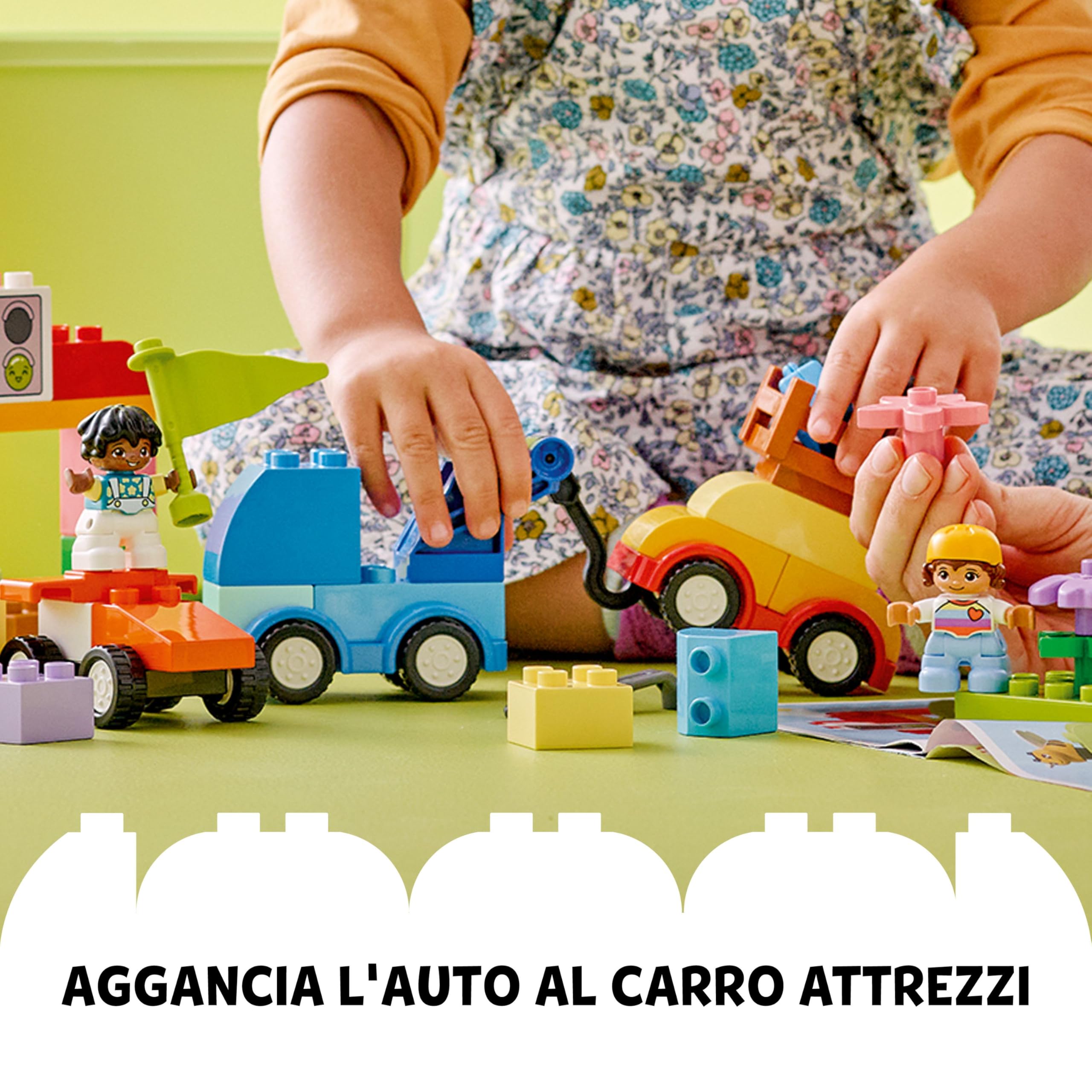 LEGO DUPLO Classic Scatola Mattoncini – Auto e Camion - Gioco Didattico per Bambini e Bambine da 1+ anni - Giocattolo Educativo con Mattoncini 1-2-3, 2 Figure e 3 Basi per Ruote - Idea regalo - 10439