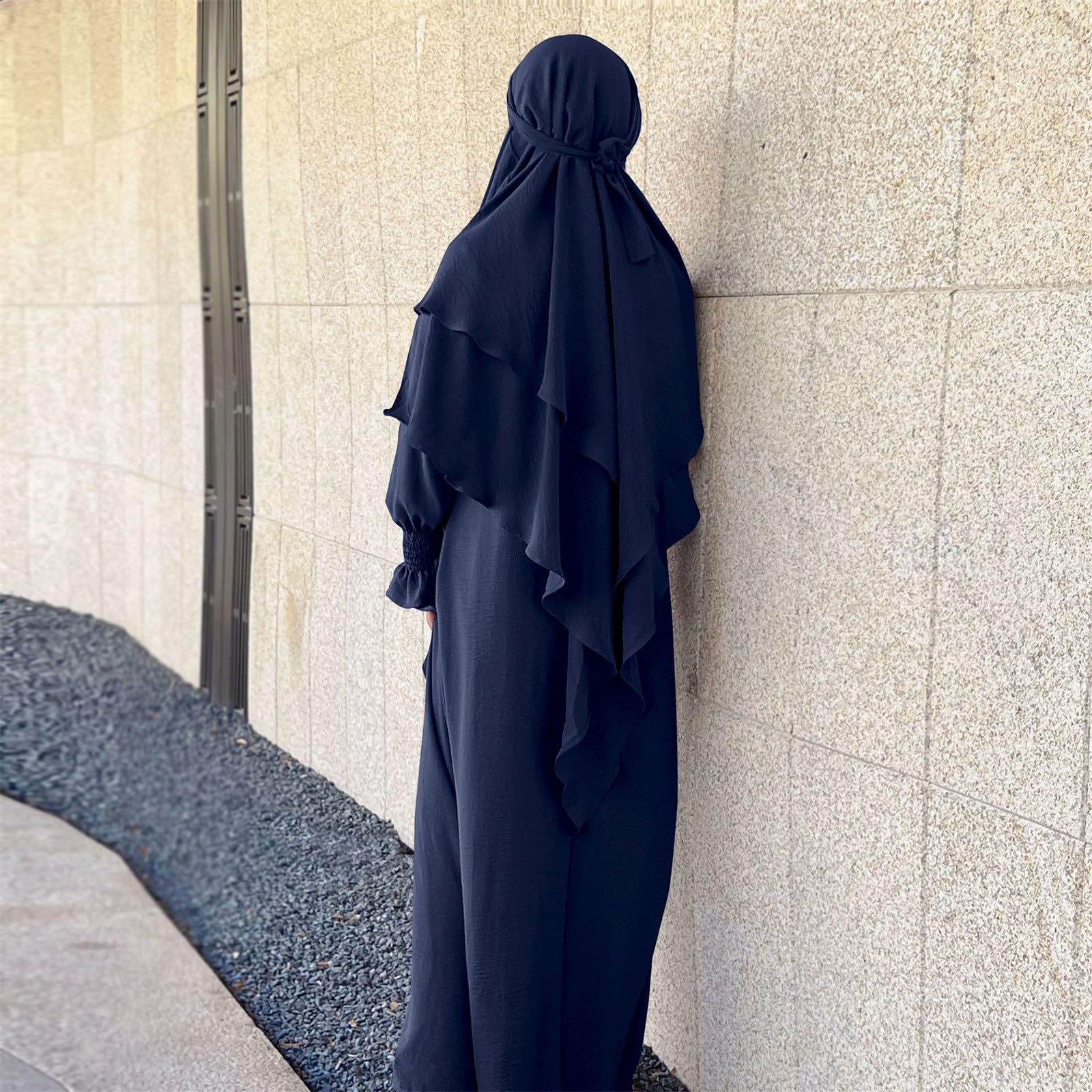 Abaya muzułmańska sukienka damska khimar długi zestaw hidżab jilbab z warstwowym szalikiem pełna długość islamska modlitwa długi garnitur skromny luźny krój miękka nieprzezroczysta tkanina dla