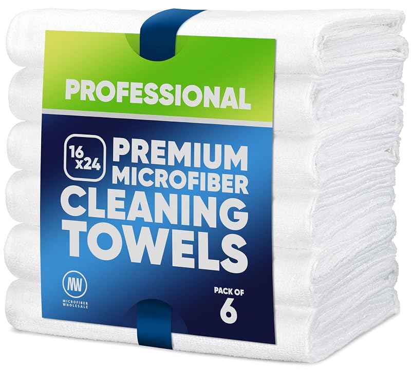 Toalhas de Microfibra para Múltiplas Superfícies Microfiber Wholesale Brancas 40,6 x 61 cm, Kit com 6