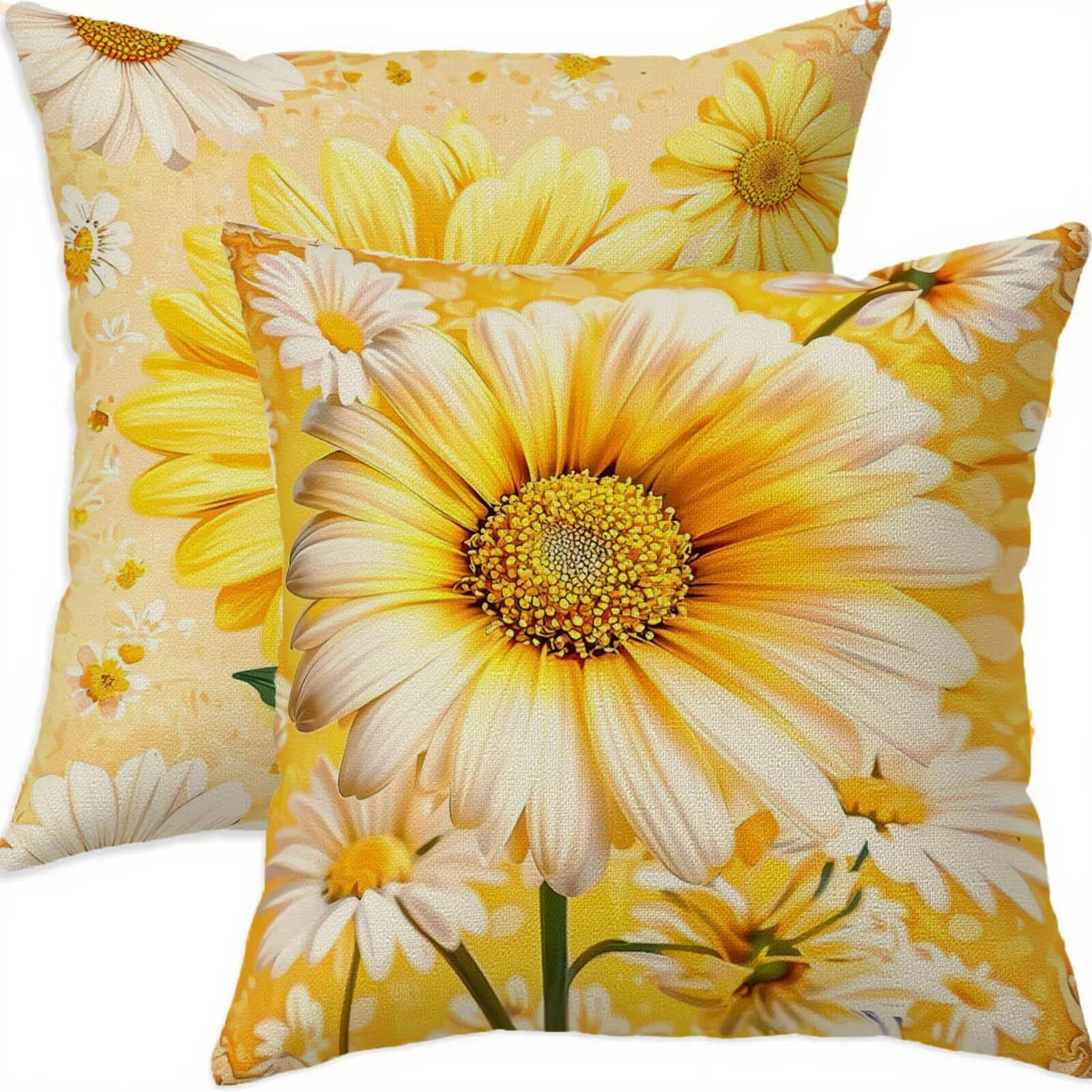 Housse coussin 80x80cm jaune et blanc pour sublimer votre canapé ou balcon