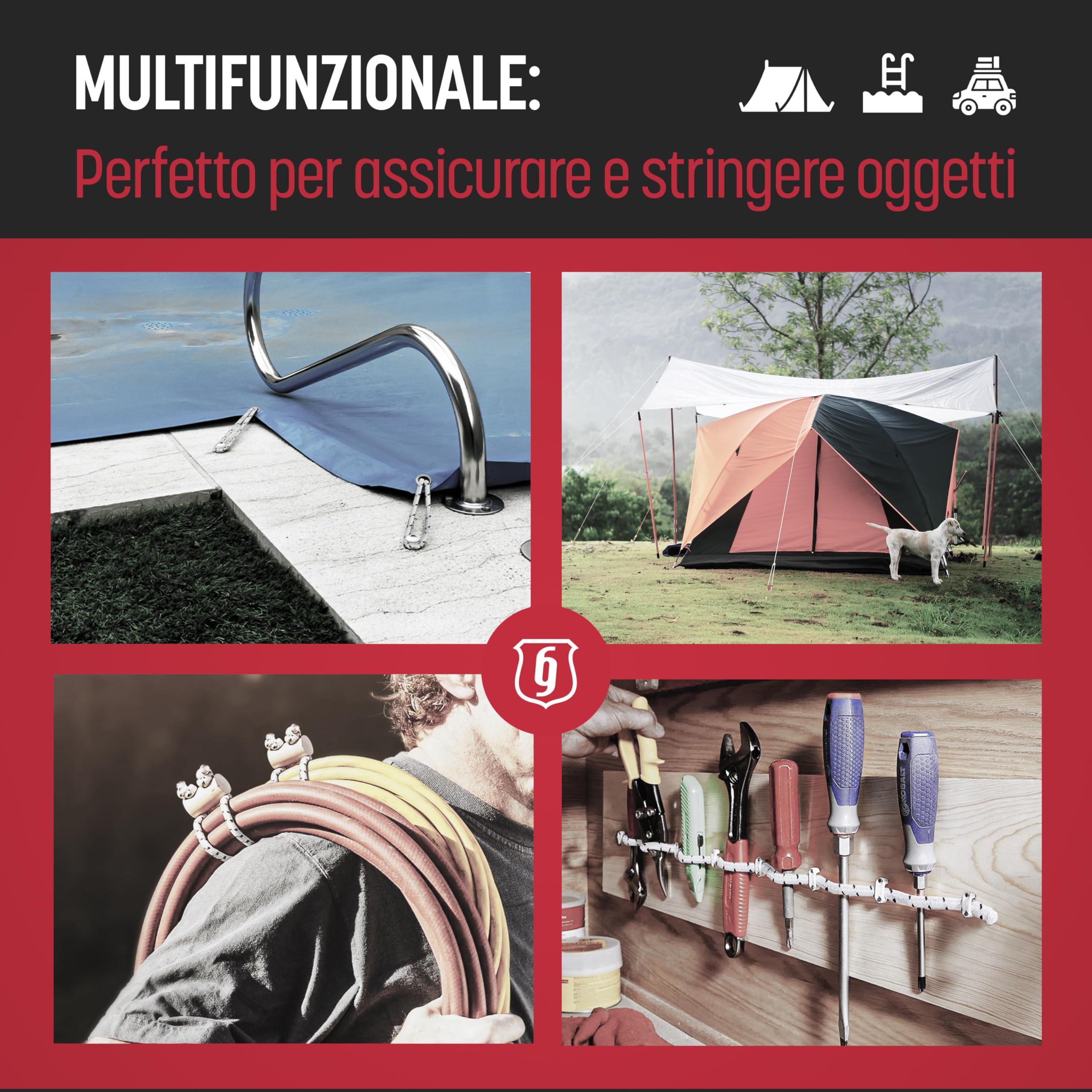 PH PERKHOMY Corda Elastica In Poliestere Marino - Bianco, Resistente Per Kayak, Teloni, Campeggio E Fai-Da-Te - 5