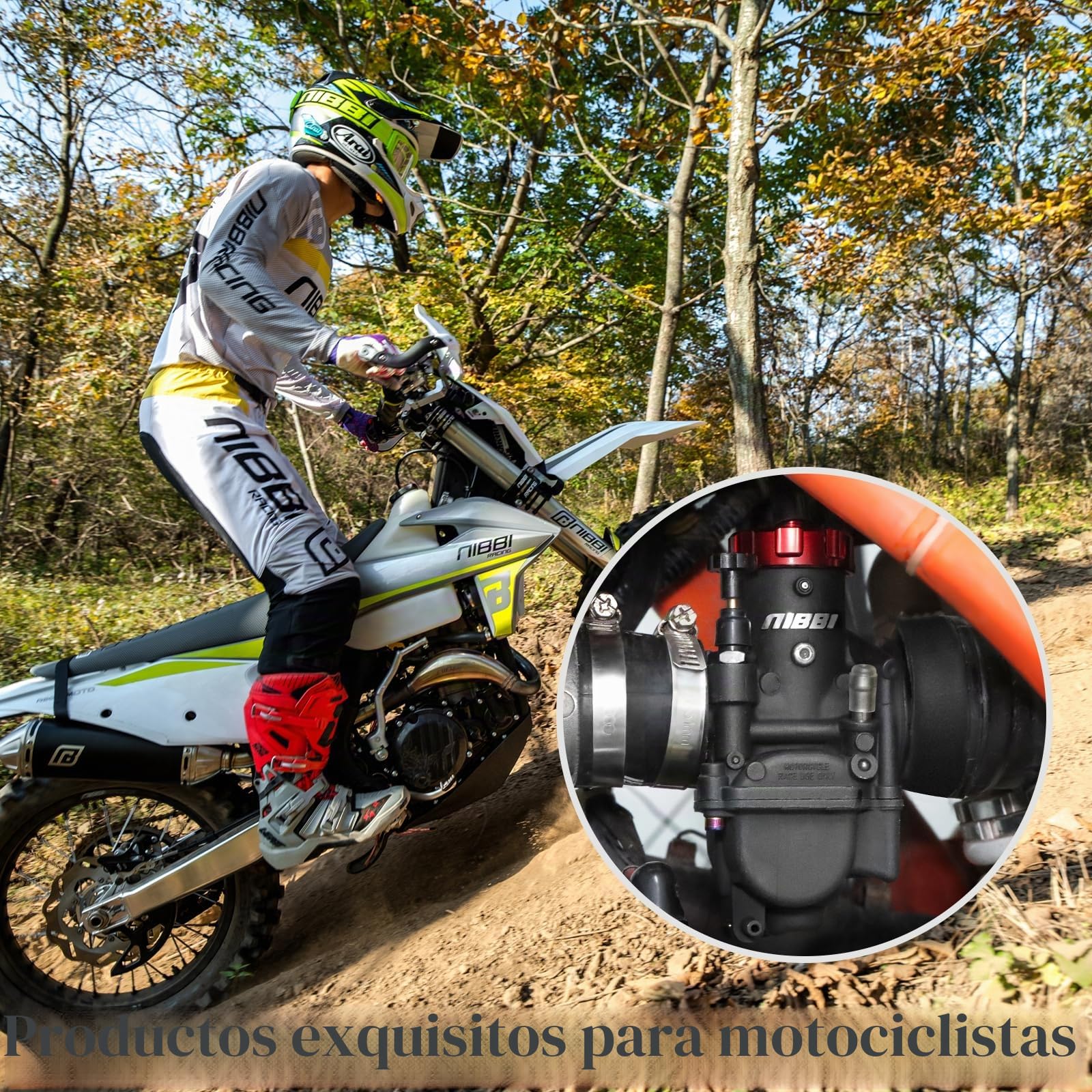 NIBBI PE 26mm Carburador Alto Rendimiento para Motos 150cc-200cc con 3 Boquillas un Inyección Piloto y Revestimiento Protector Apto para Cross, Dirt Bike, ATV, Motocross, Pit Bike, Mini GP