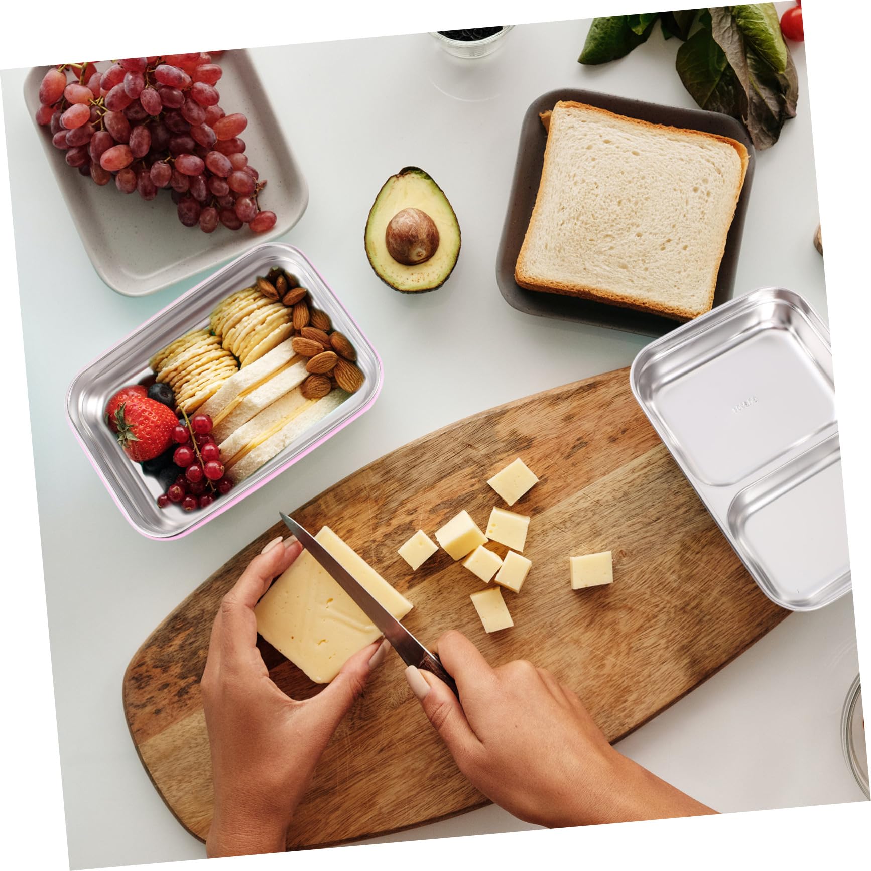 Fiambrera Térmica de Acero Inoxidable Caja de Almuerzo Portátil de Doble con Compartimentos Incluye Cuchara y Palillos Bolsa Aislante Rosa para Oficina y Estudiantes