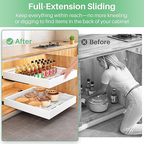 Miniatura 3 de Organizador de gabinete extraíble con nano adhesivo, cajón deslizante de extensión completa resistente para organizadores y almacenamiento de