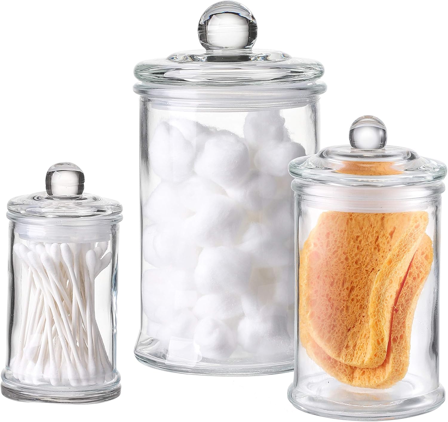 Buy Whole Housewares Mini Glass Apothecary Jars Cotton Jar Bathroom Storage Organizer Canisters Set Of 3cotton Balls