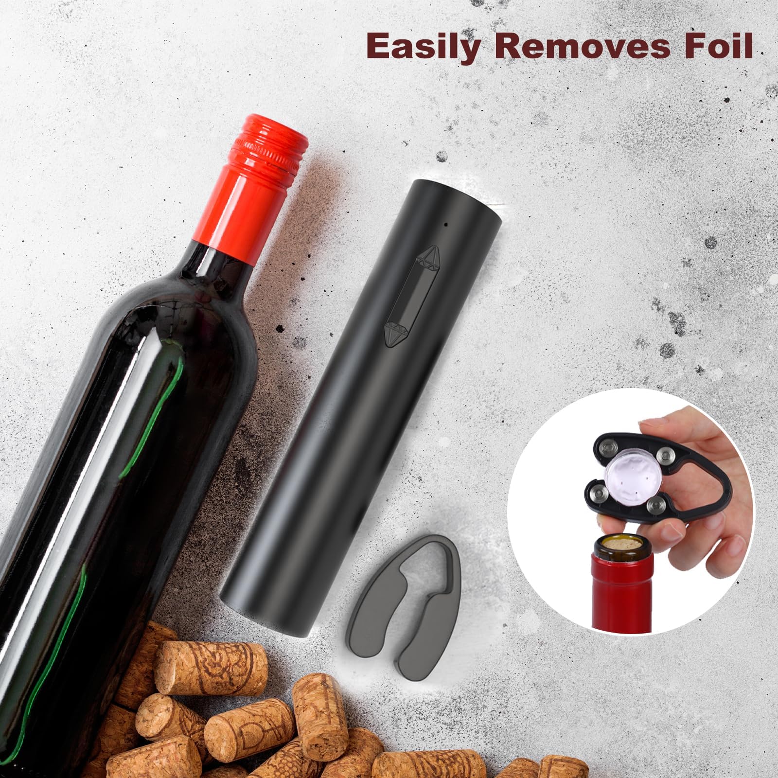 Marchpower Cavatappi Elettrico Ricaricabile 2 in 1 Apribottiglie con Taglierino per Vino