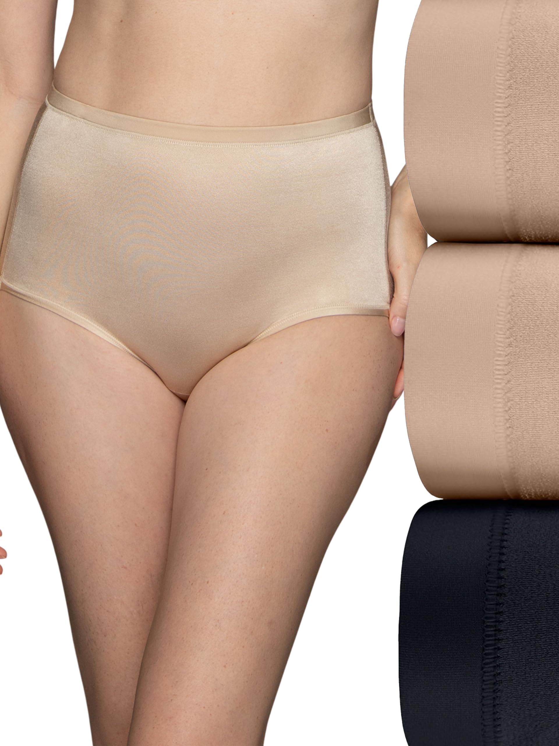 Vanity Fair Women's Body Caress Brief Panty 13138, Neutral/Neutral/Black, 12