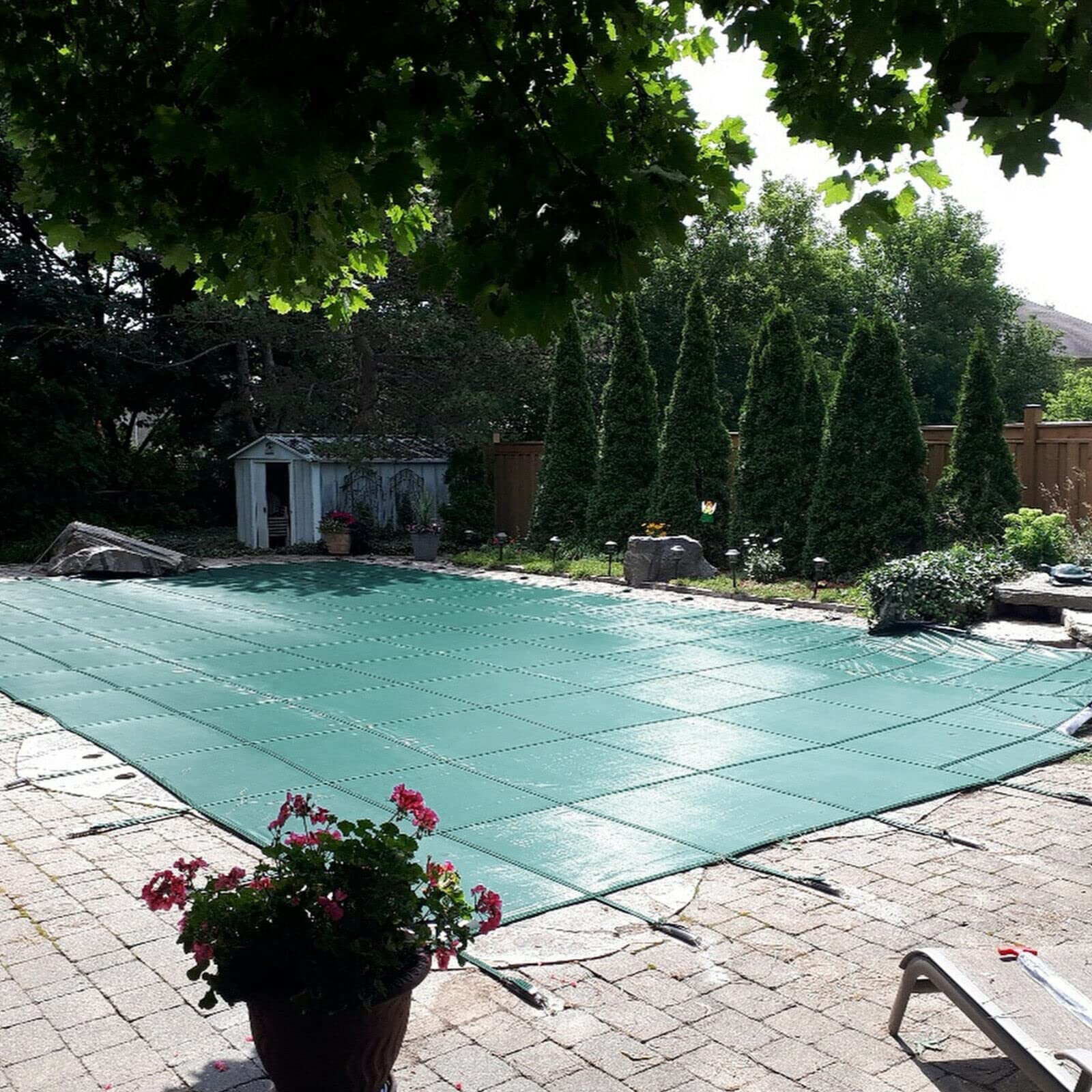 Schwimmbadabdeckung Inground Green Mesh Solid Rechteck Pool Sicherheitsabdeckung for Winter Home Schwimmen pood Schutzhülle Für Erhöhte Langlebigkeit(for 16x40ft Pool)