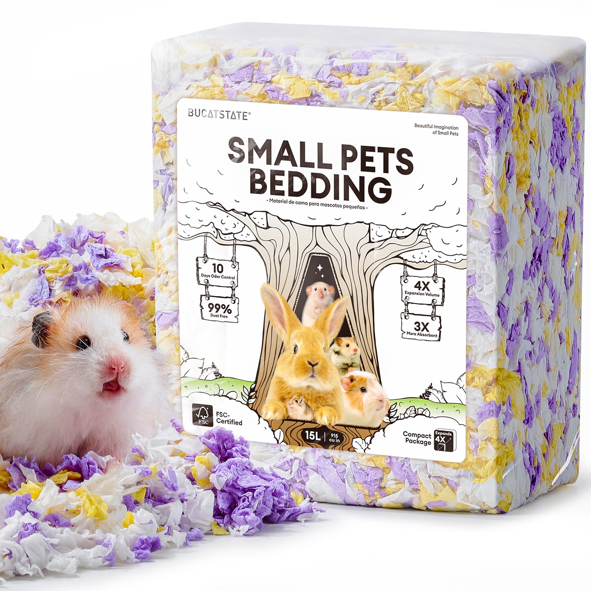 BUCATSTATE Hamster Paper Bedding 15L, Truly 99% Dust-Free (Sunrise Iris)
