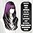 7JHH WIGS Long Straight Purple Synthetic Wig with Bangs 25inch Layered Hair Tail Dye Black Heart Resistant Synthetic Fiber Natural Looking Wigs for Women Party Cospaly and Daily Used
