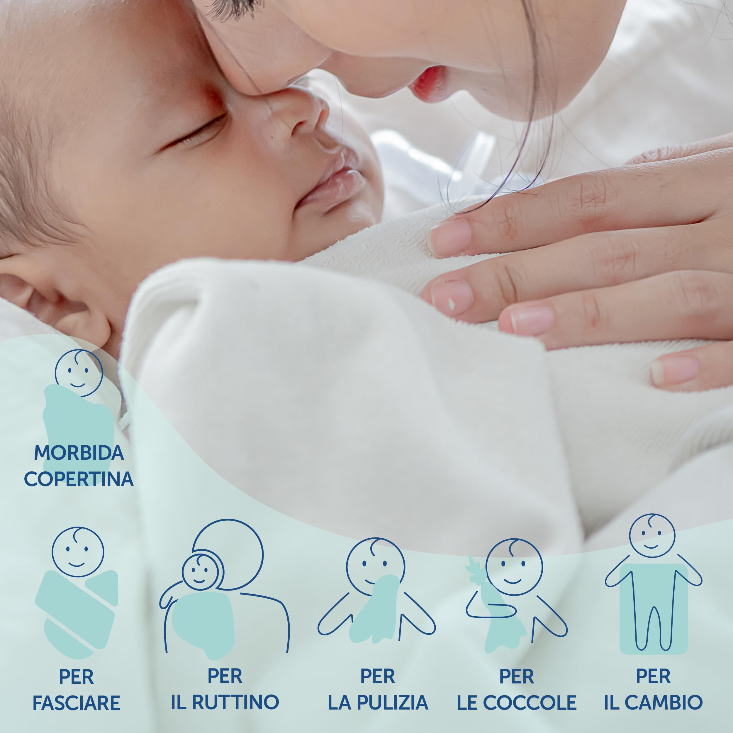 Mussole Neonato 80x80cm 100% Cotone Morbide Teli Mussola Conf. da 3 Oeko Tex Standard 100 Grafite Greige Bianco