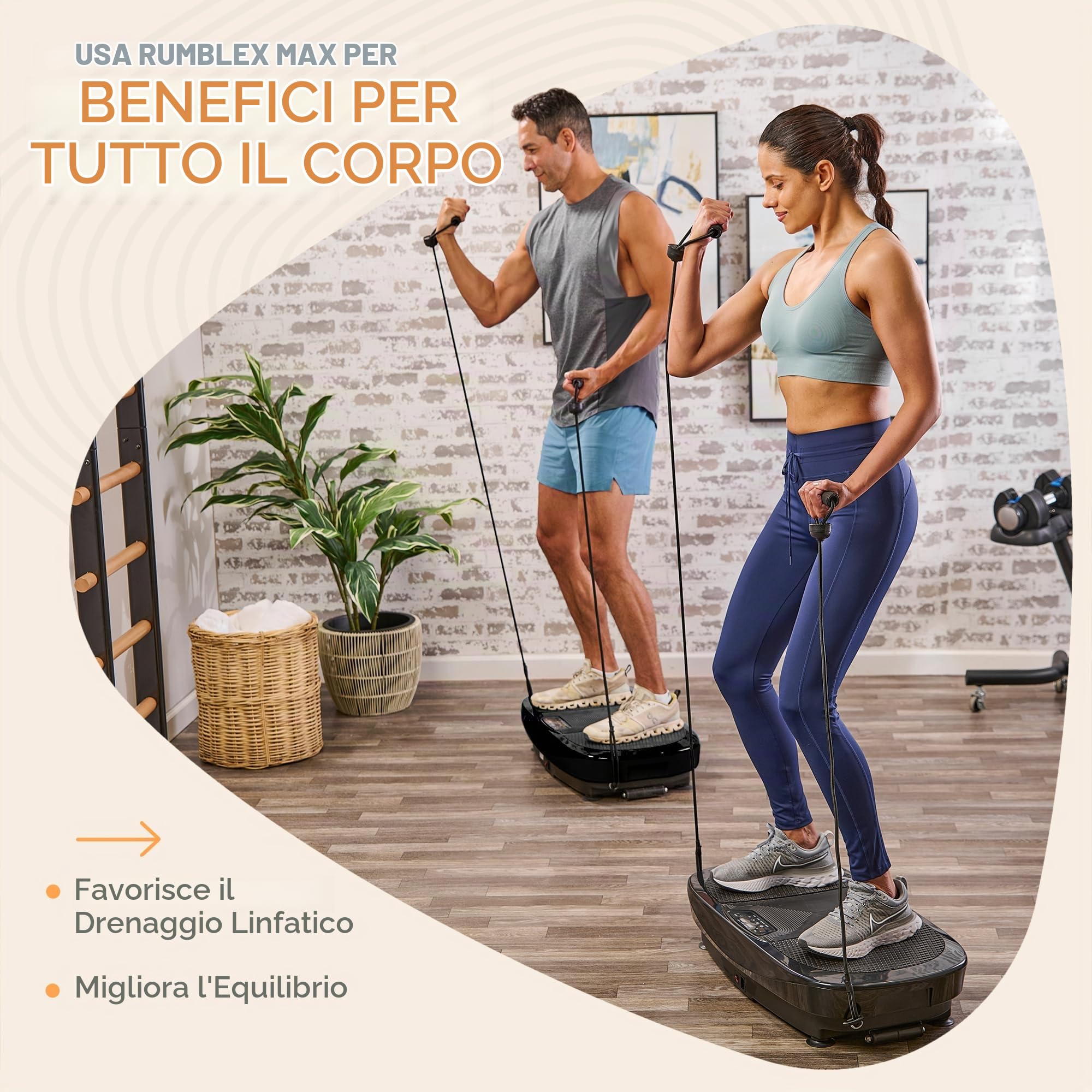 LifePro Rumblex Max 4D Vibration Plate Exercise Machine | Piastra vibrante per esercizi con bande di resistenza per fitness, recupero e allenamento a casa