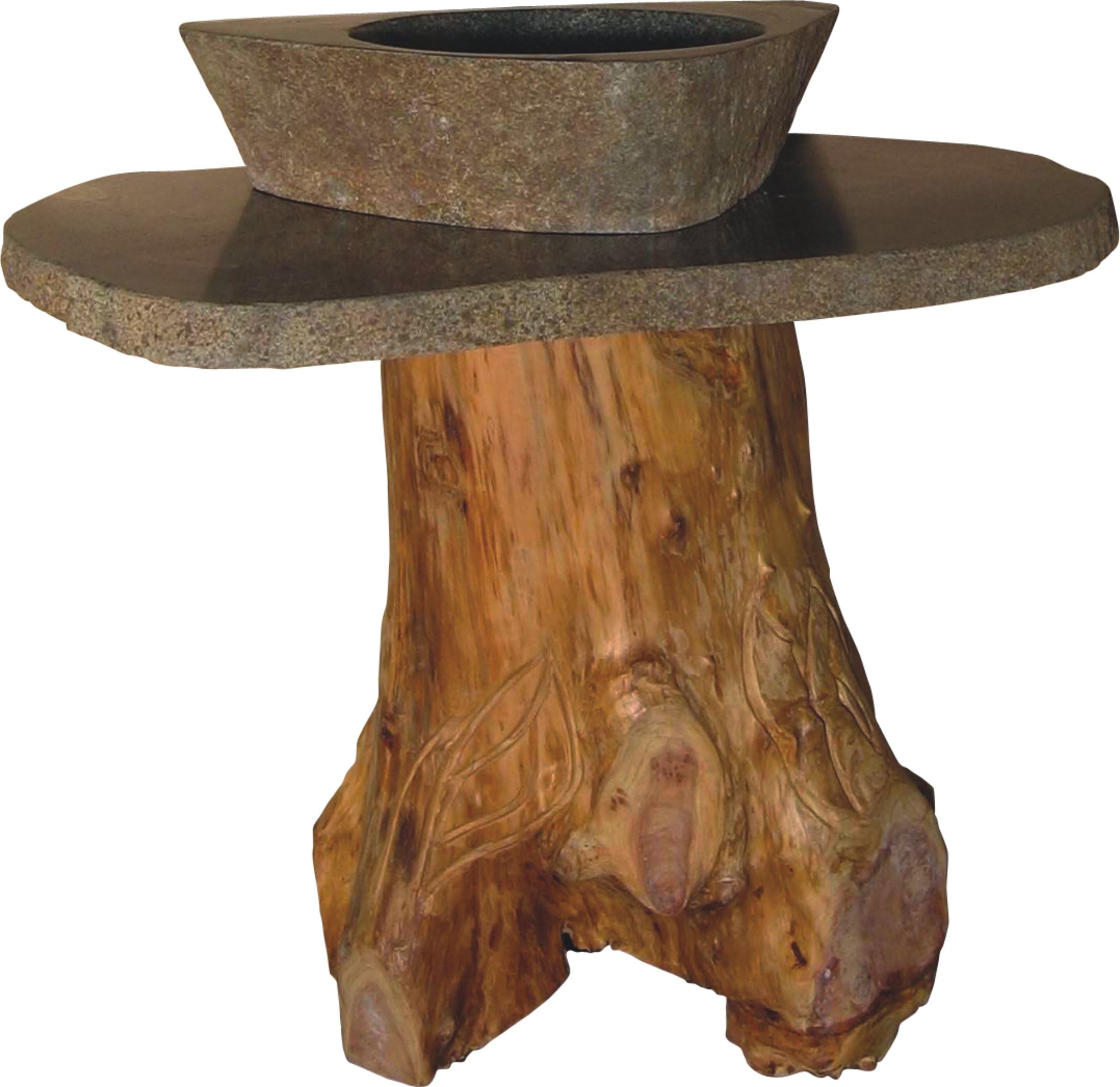 Quiescence VAN-FAINT Faintness Sink and Pedestal Set Trunk with Boulder Top and Boulder Basin