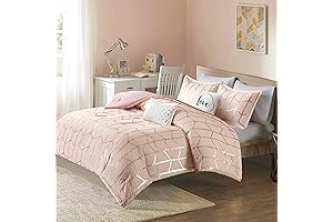 Intelligent Design Raina Comforter, Blush/Gold Queen 5 Piece Set