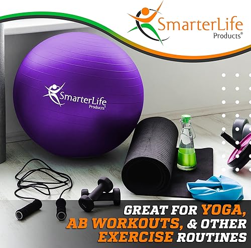 Miniatura 2 de SmarterLife - Pelota de entrenamiento para fitness, yoga, equilibrio, estabilidad o parto, ideal como silla de pelota para oficina o gimnasio en el