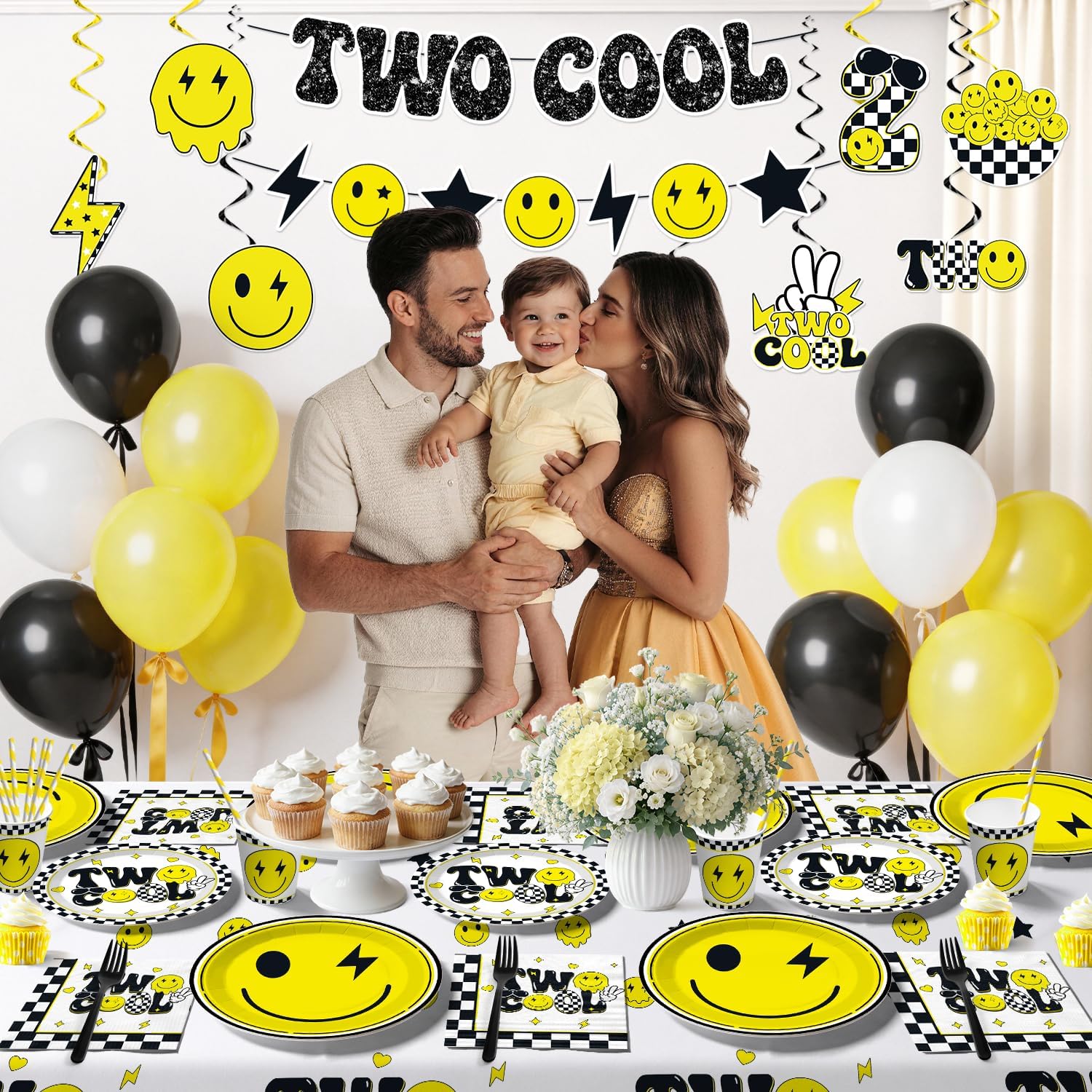 213pcs Two Cool Birthday Party Decorations Boy, Serves 25 image 4