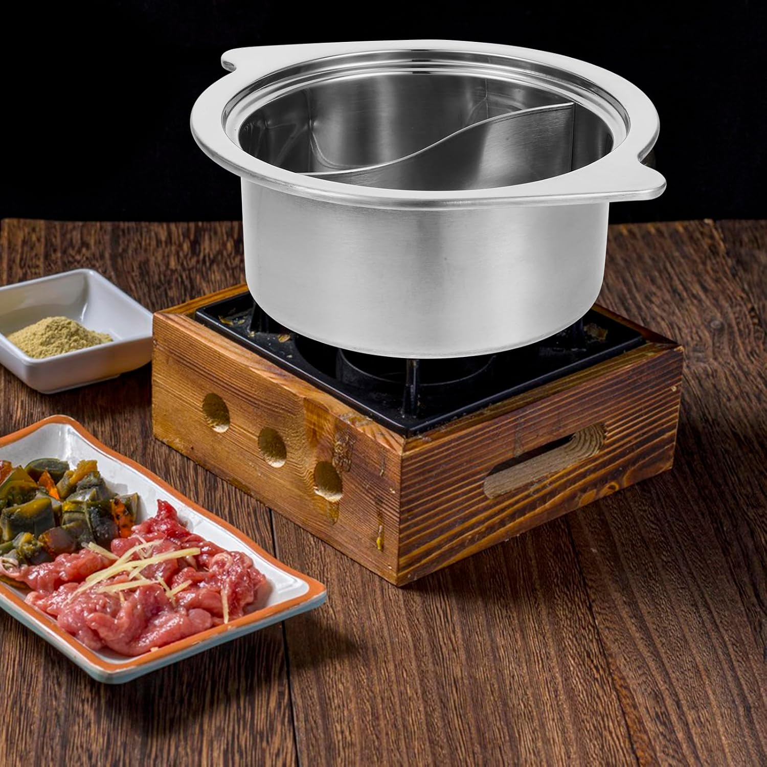 Stainless Steel Dual Flavor Hot Pot for Two Broths