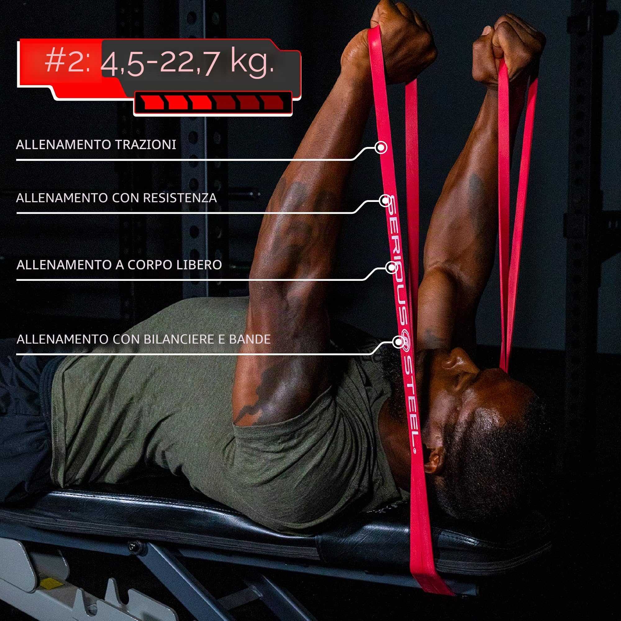 Serious Steel - Fascia per trazioni assistite, 104 cm, resistente, per stretching, powerlifting, allenamento di resistenza e assistenza per trazioni
