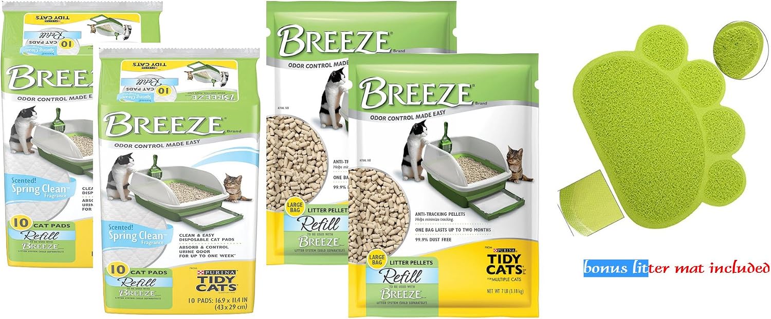 Tidy Cat Breeze Refill Pads Spring Clean Scent 10pk (Pads/Pellets Bundle)