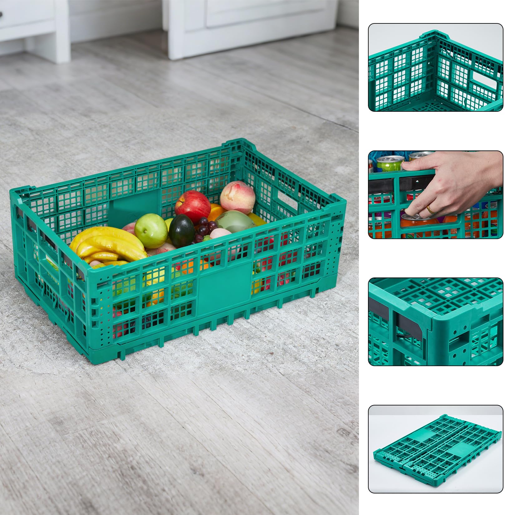 IDEALHOUSE Caja plegable de plástico 52L apilable 60x40x22cm