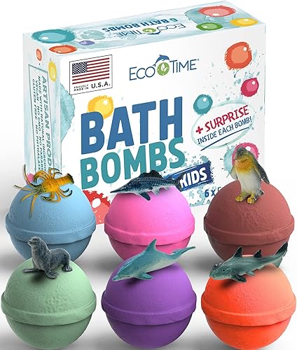 Bombas de baño hechas a mano para niños con juguetes de animales marinos en el interior Baño de burbujas con aceites esenciales Multicolor niños