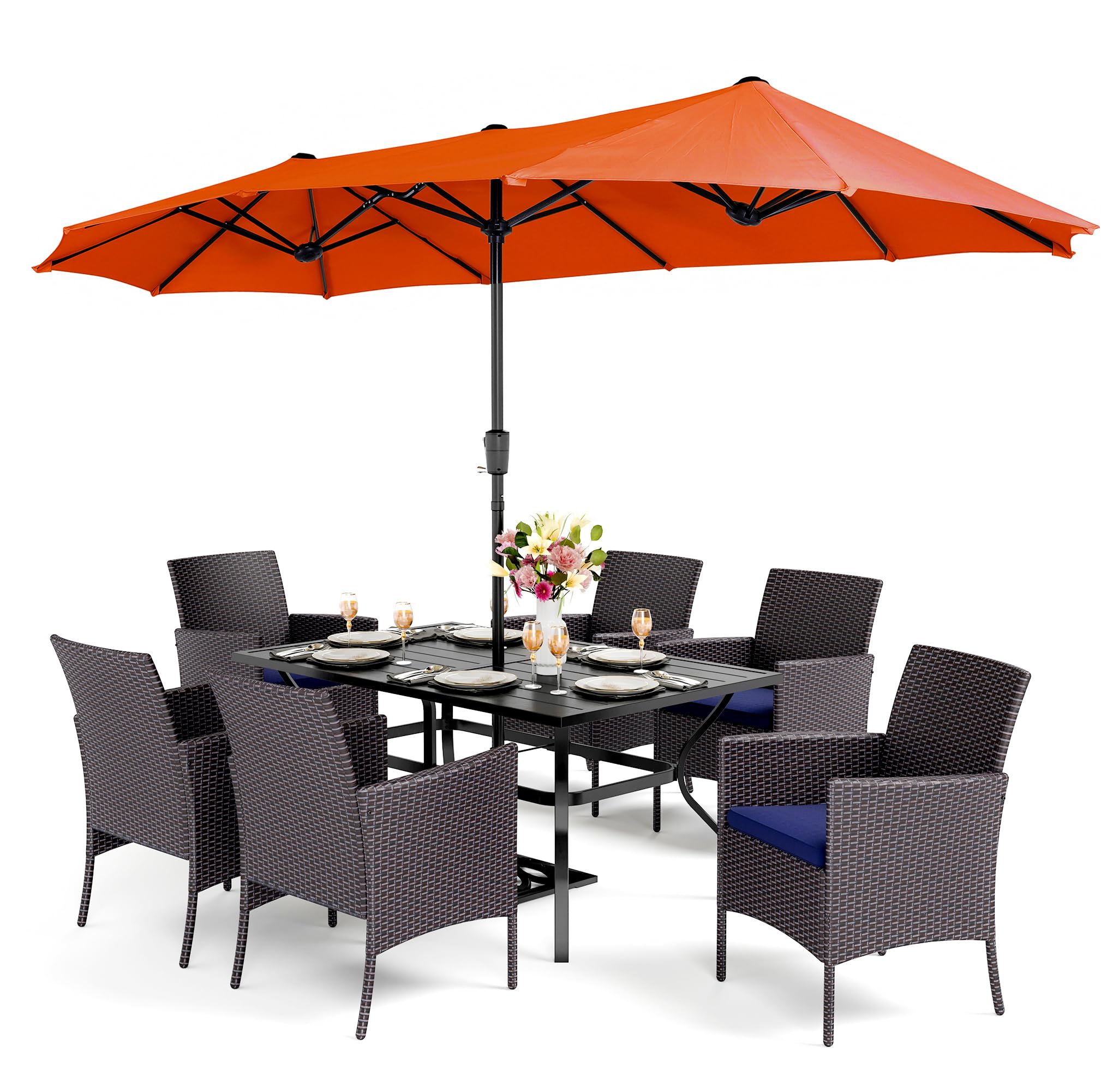 black patio umbrella with lights Amazon.com : Sunnyglade 9' Solar LED Lighted Patio Umbrella with 8  Ribs/Tilt Adjustment and Crank Lift System (Black) : Patio, Lawn & Garden