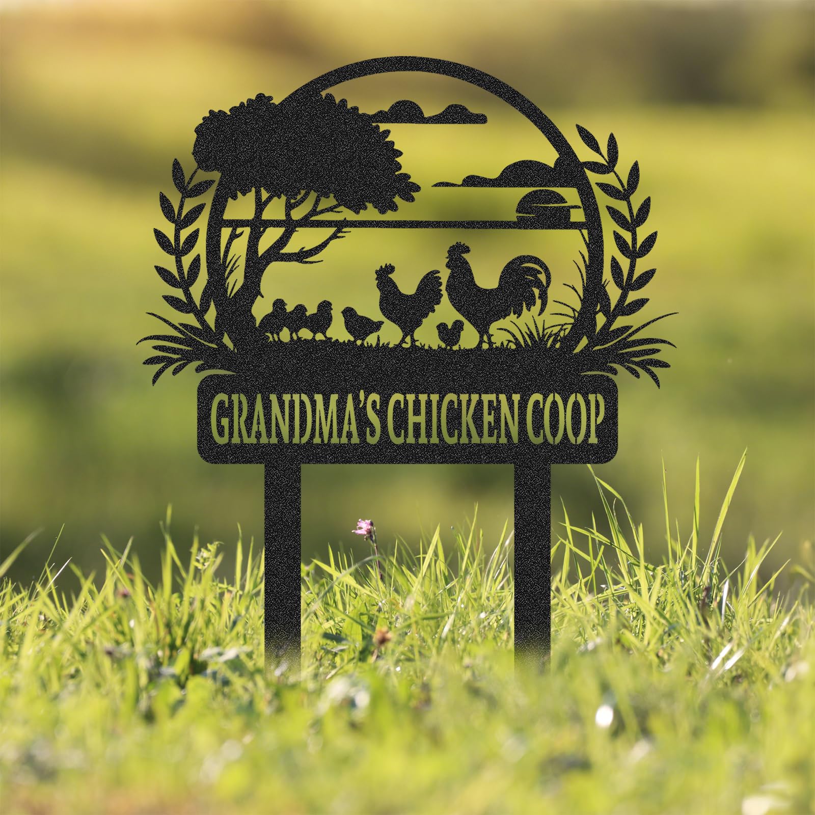 Personalized Metal Chicken Coop Sign, Custom Name Chicken Coop Signs for Outside, Decorative Garden Stakes, Metal Yard Art, Backyard Farmhouse Decor, Chicken Gifts for Women Man Color04