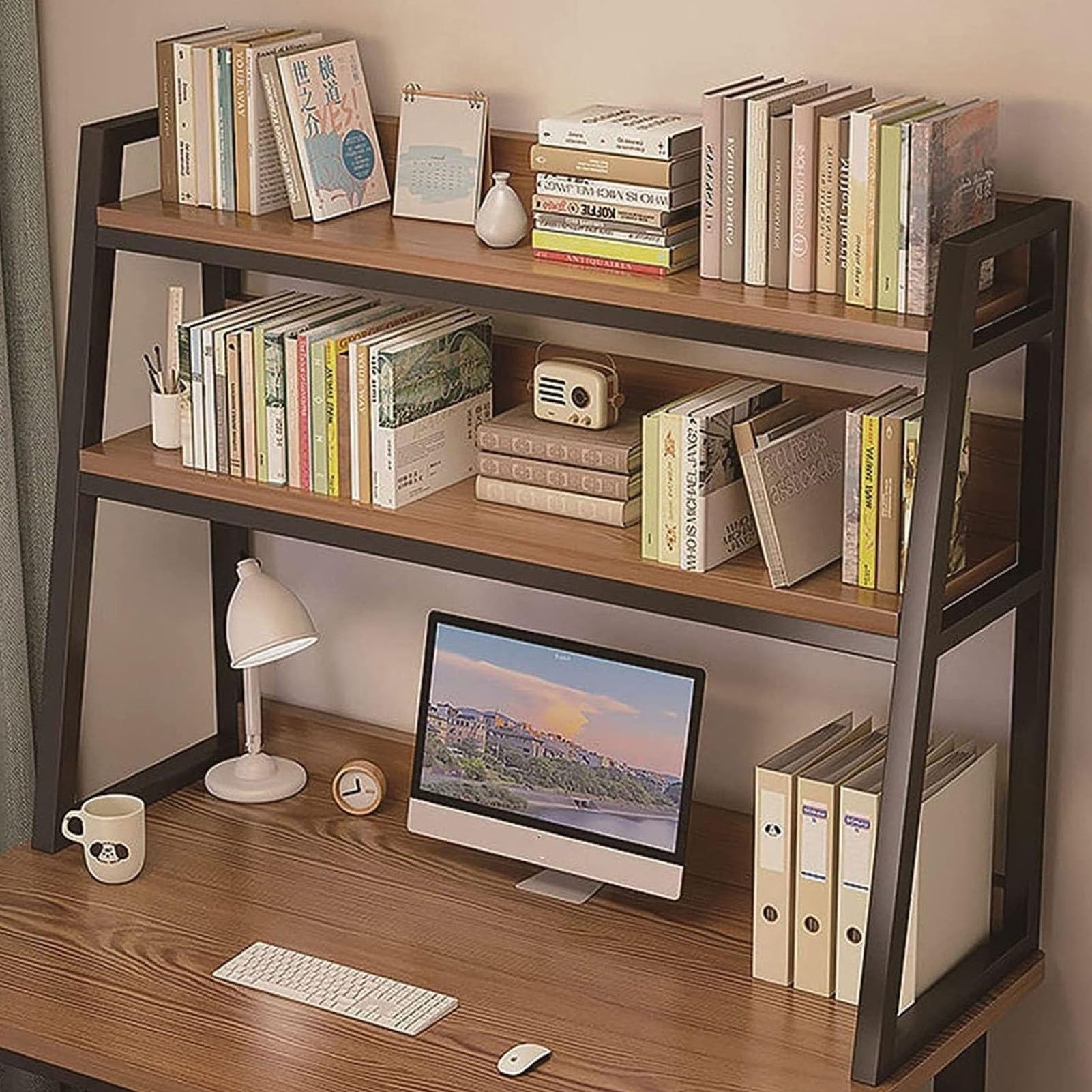 ASerZenith Desktop Bookshelf Desktop Bookshelf - 2 Tier Desktop Bookshelf/Bookcase, Desktop Bookshelf,Storage Home Decor Shelves Dorm Supplies