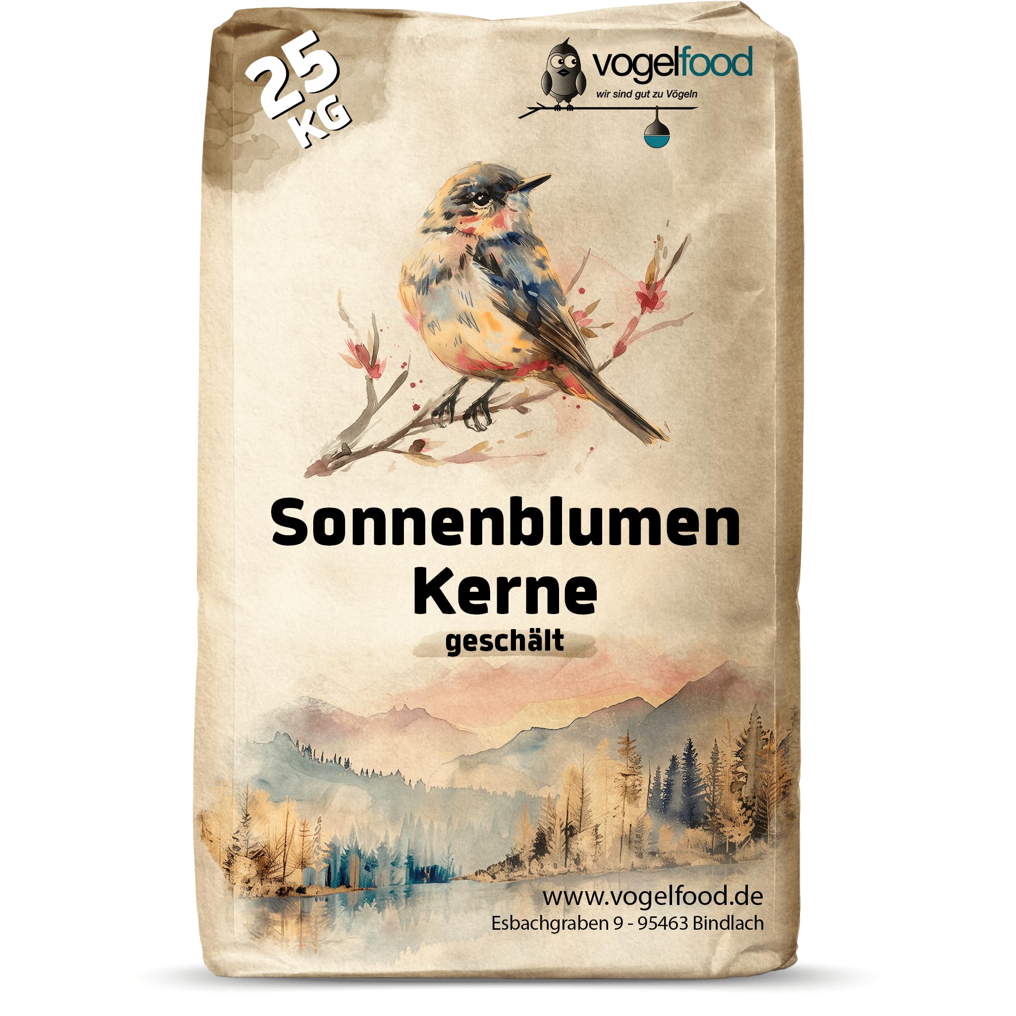 Vogelfood Sonnenblumenkerne geschält 25 kg Vogelfutter Wildvogelfutter Winterfutter Streufutter Sommer und Winter Ideal für Jungtiere ganzjährig geschälte