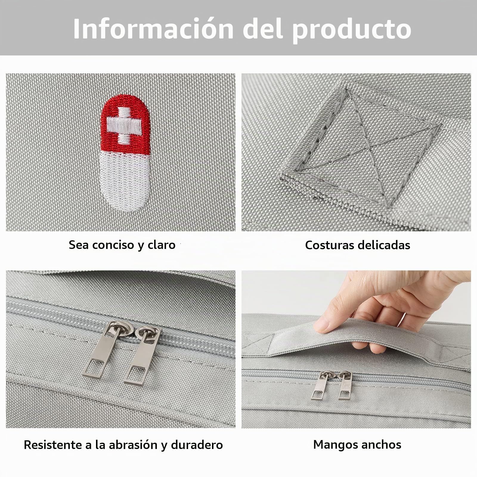 Bolsa para Medicinas, 3 Piezas Bolsa Impermeable para Medicinas Bolsa Vacía para Primeros Auxilios Bolsa de Emergencia Médica de Gran Capacidad para Casa, Oficina, Viajes (Gris)