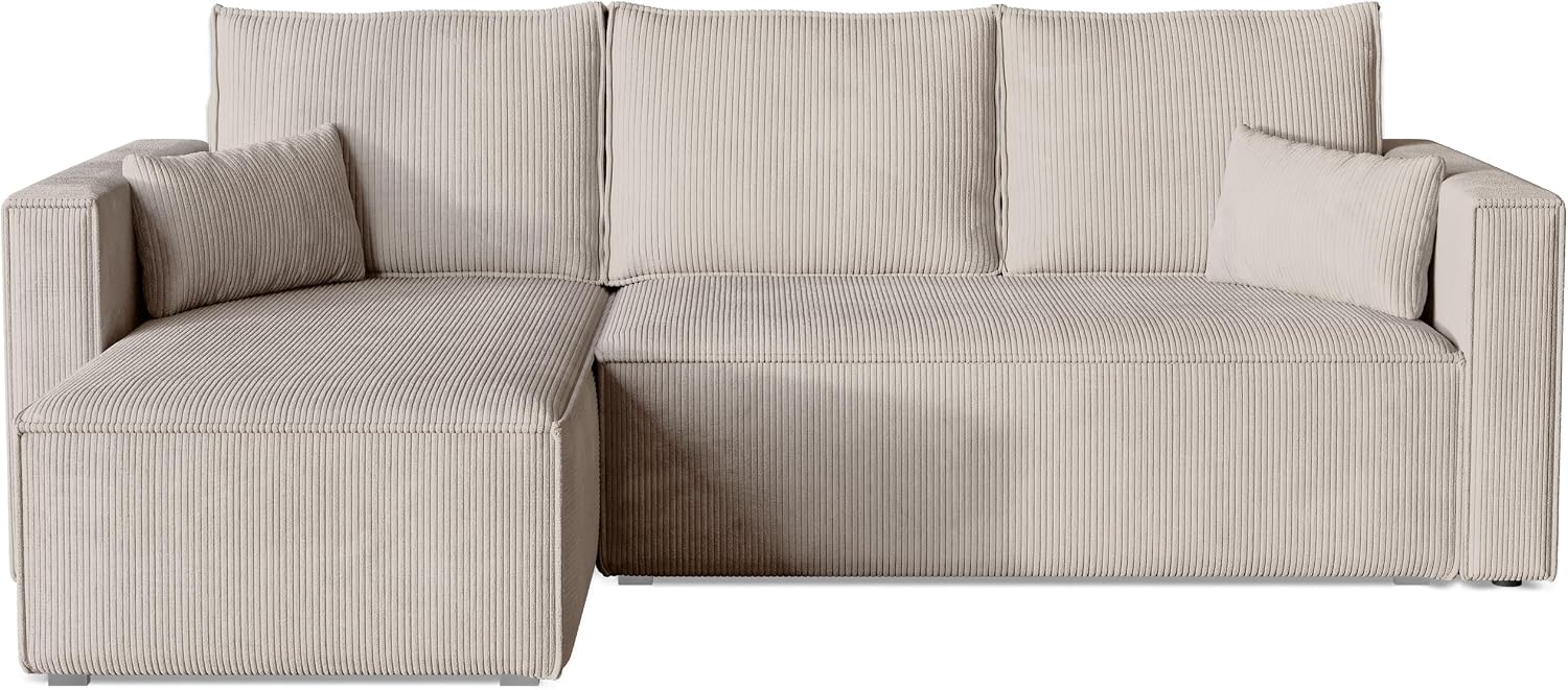 BROMARKT Corner Sofa with Sleep Function Cream White Sofa with Bed Box L