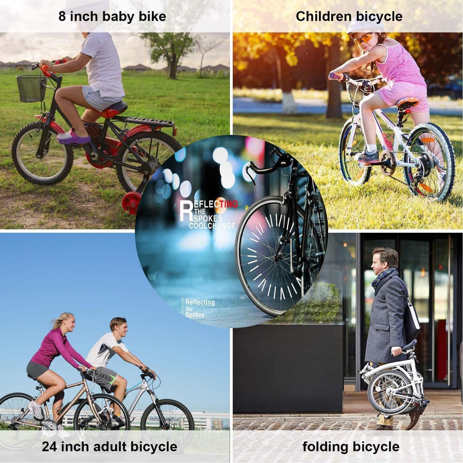 Lot de 36 réflecteurs universels pour rayons de roue de vélo Rouge/jaune/bleu Montage facile Compatible avec toutes les roues de rayons de vélo standard