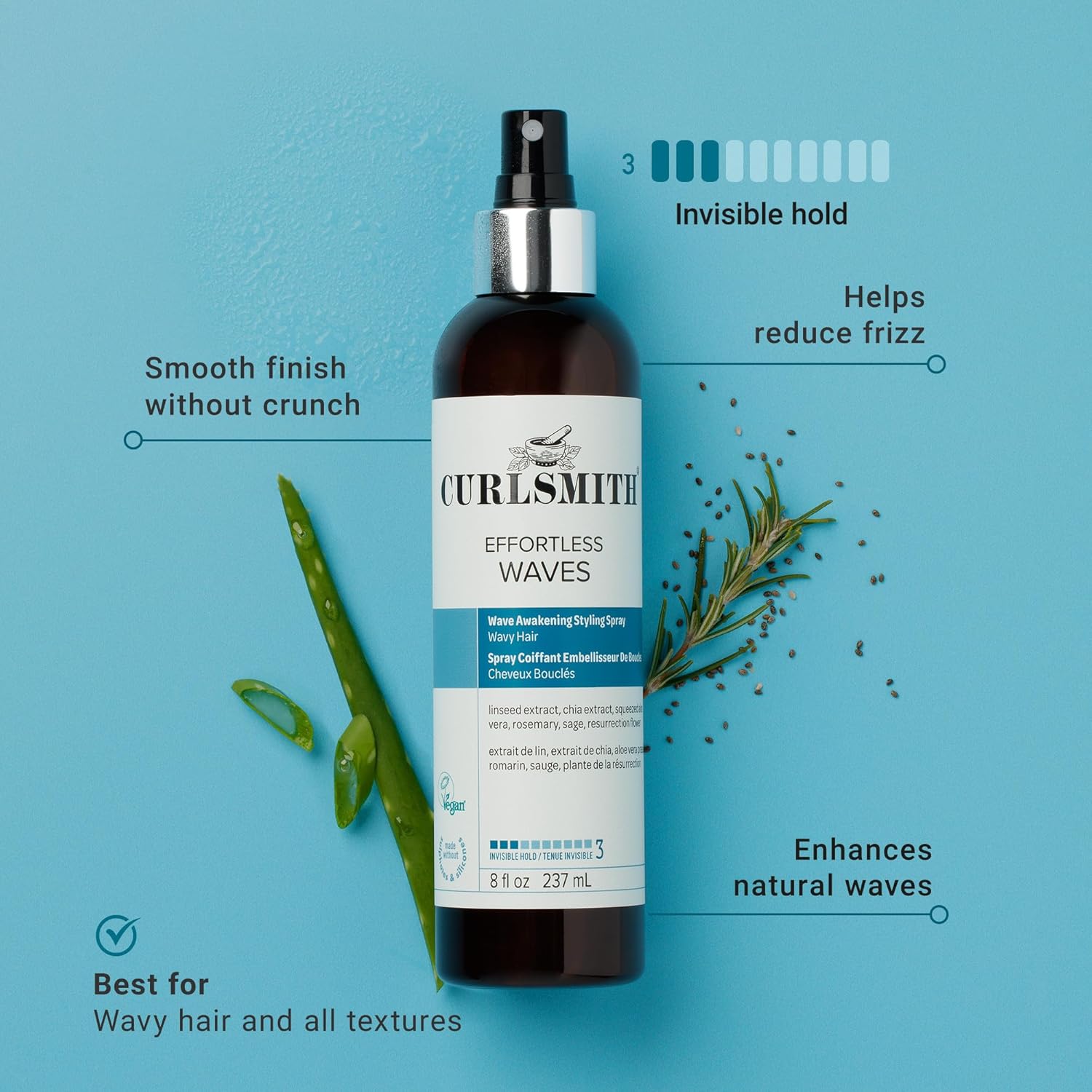Curlsmith Effortless Waves - Lightweight Wave Styling Spray, Reduces Frizz, Easy Styling for Wavy Curls, Vegan & Cruelty Free - Image 2