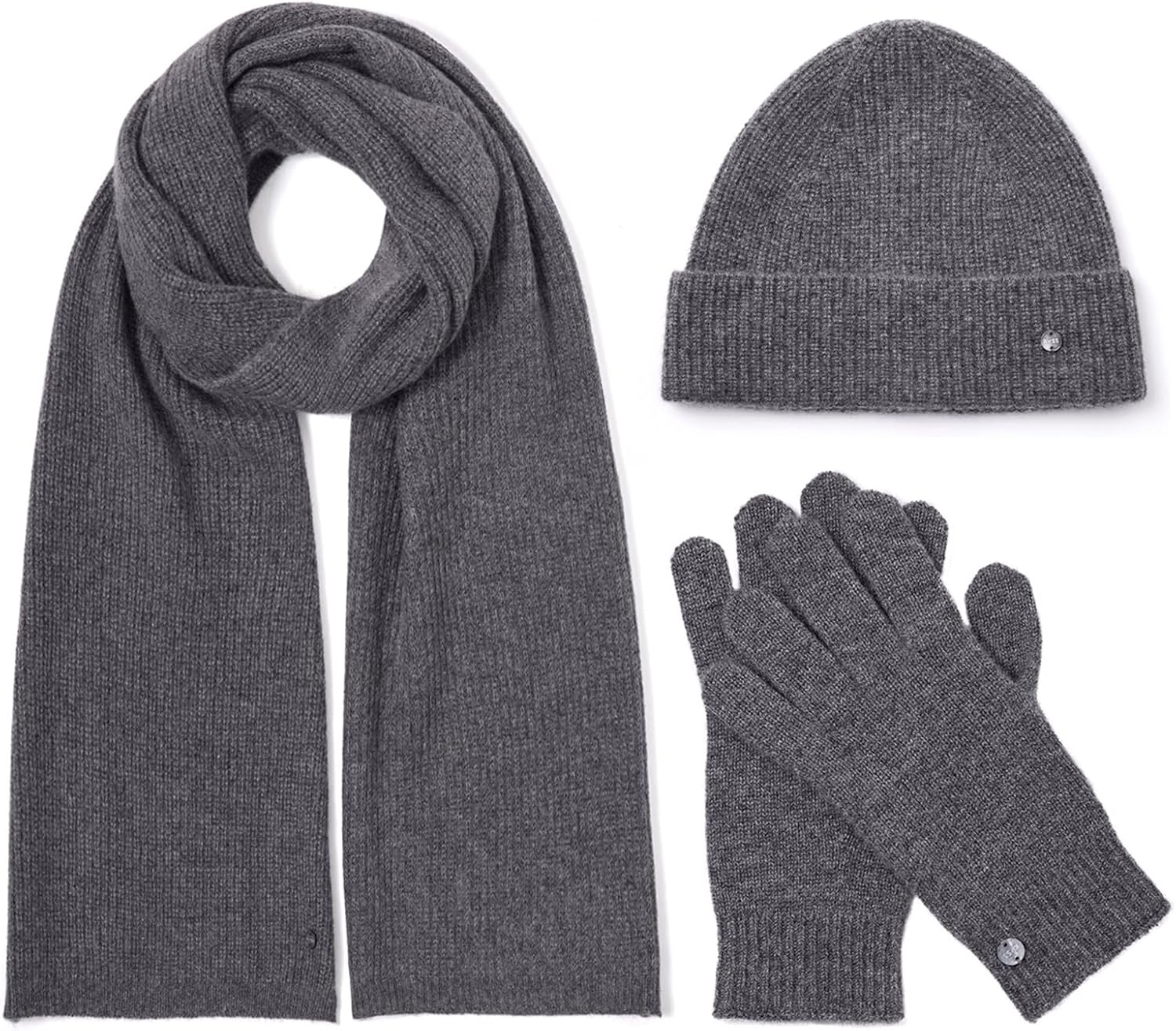 KVSS 100% Pure Cashmere Hat Scarf and Gloves Set for Women Knit Beanie Winter Set | Luxury from inner Mongolia