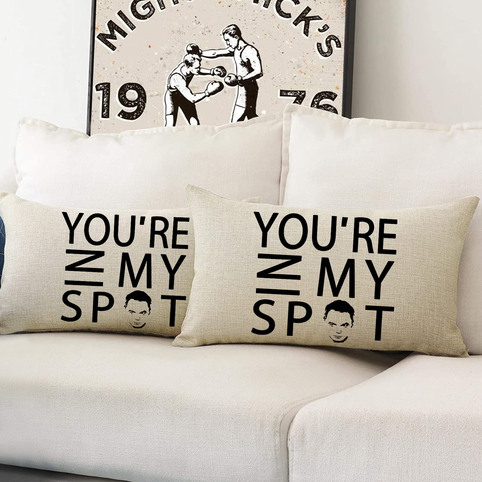 Pycat "You're In My SPOT" Lumbar Throw Pillow Cover - 12x20 Farmhouse Rectangle Pillowcase