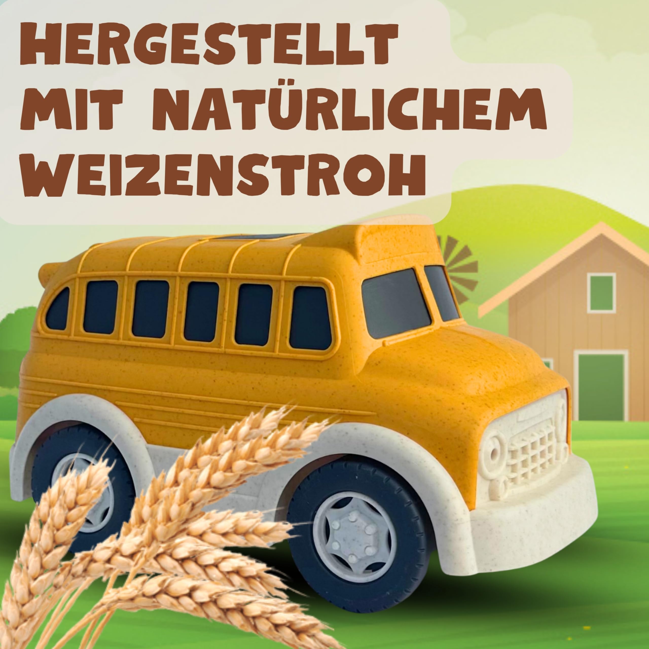 XXL Schulbus gelb | Bio Kunststoff | Nachhaltiges Spielzeug ab 18 Monate für Jungen und Mädchen | Indoor und Outdoor | Omnibus | Schülerbus