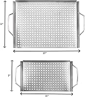 Vista 6 de Outset 76630 Rejilla superior de acero inoxidable para parrilla, juego de 2, 11"x7" y 11"x17