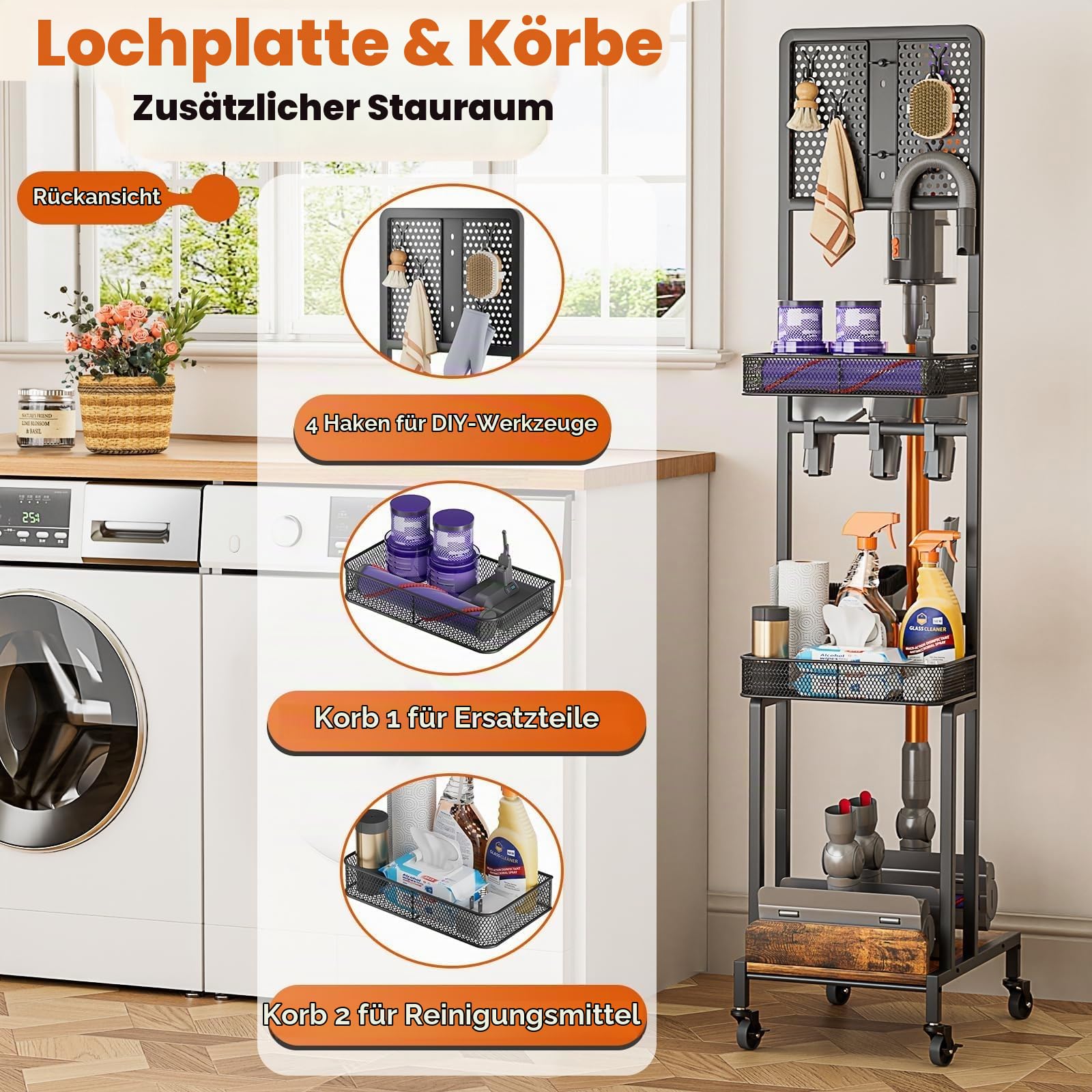 Bikoney Staubsauger Ständer kompatibel mit Dyson V15 V11 V8, Ohne Bohren | Für Gen5 V15 V11 V8 V7 V6, Zubehörhalter & Dockingstation, Stabiles Metall, Platzsparend, Montage ohne Bohren