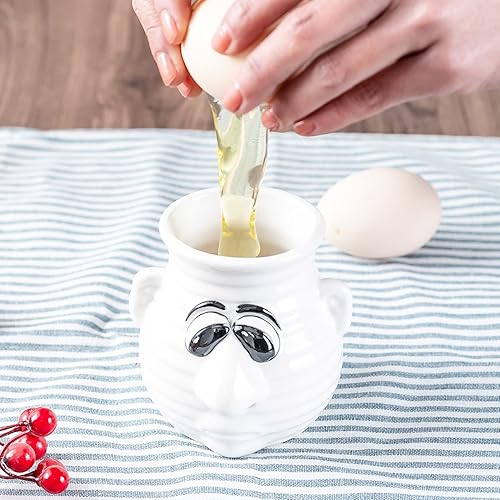 Miniatura 4 de Divertido separador de huevos de cocina, taza separadora de huevo de cerámica de dibujos animados y yema, apto para lavavajillas, regalo creativo de